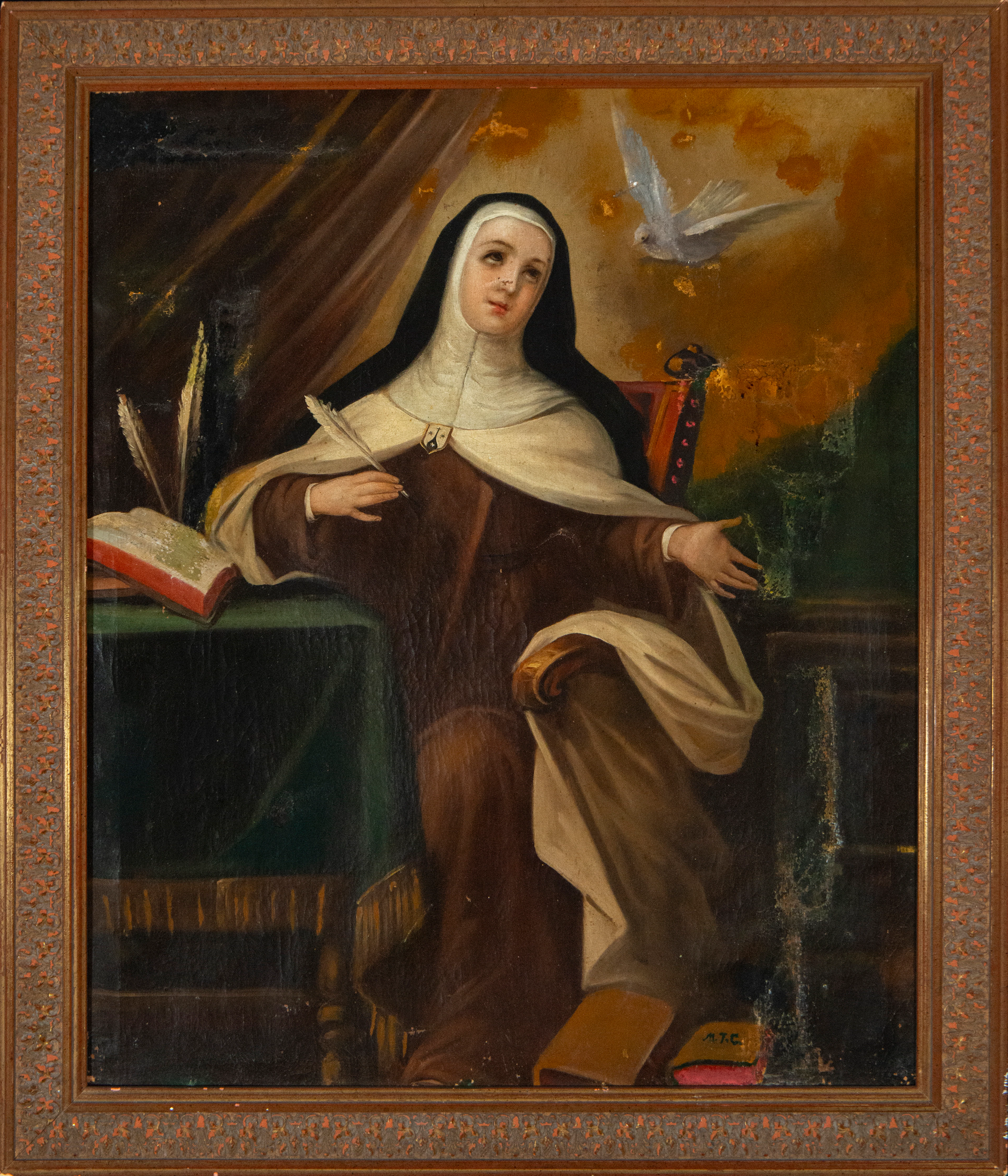 Oil on canvas depicting Saint Teresa from the 19th century