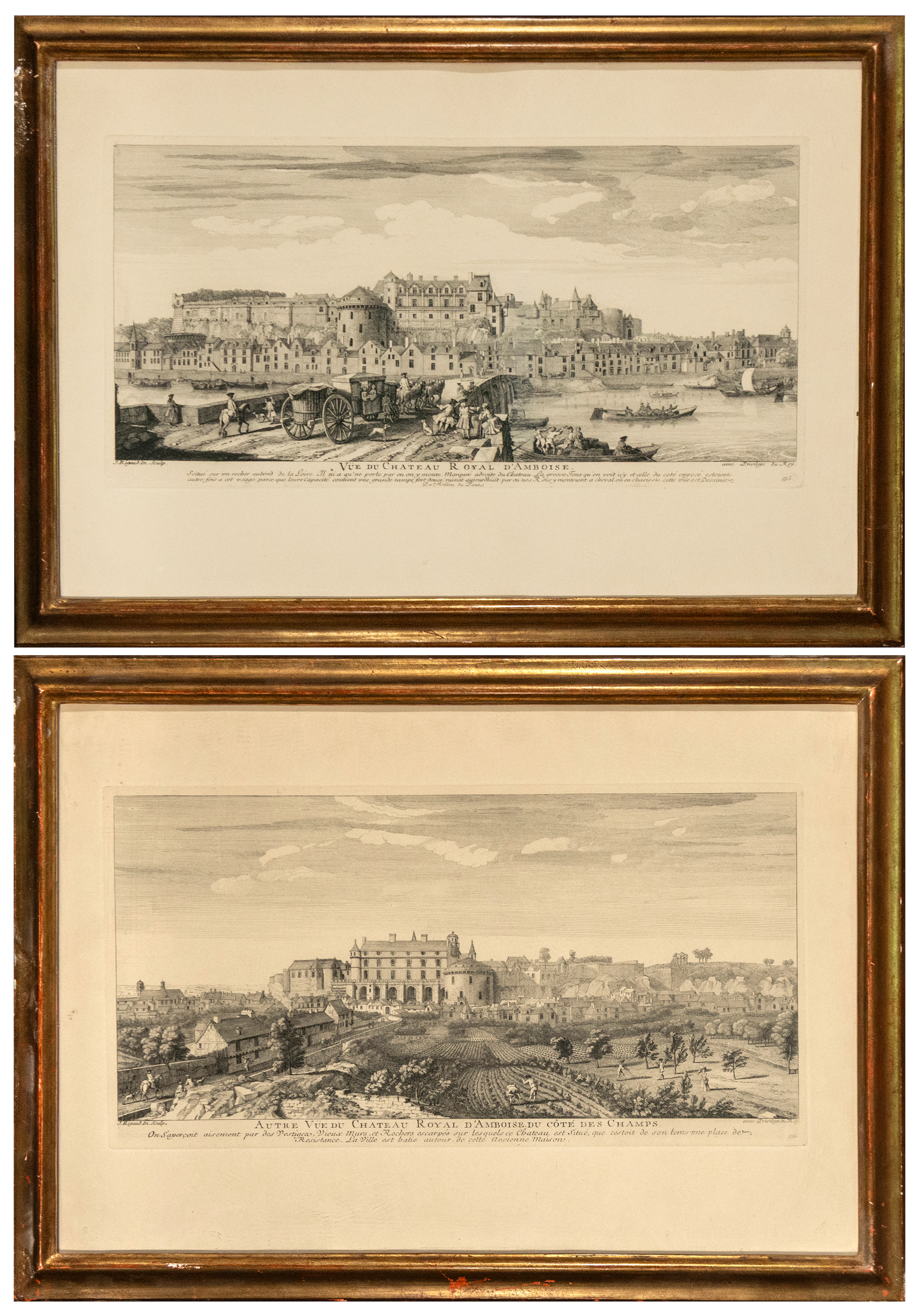 Pair of views of the Château Royal d'Amboise – Jacques Rigaud – 18th century