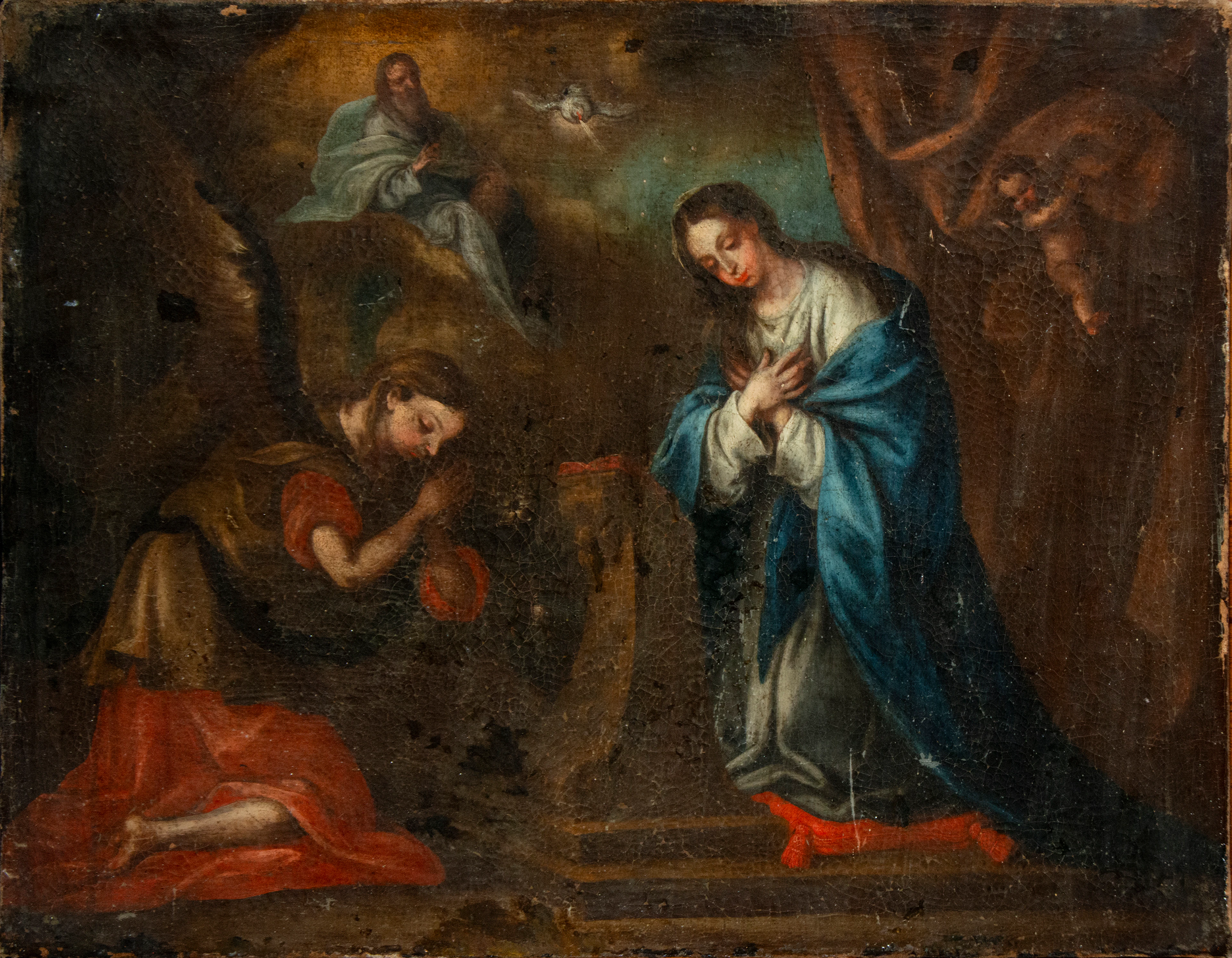 Oil painting on canvas Annunciation to Mary 17th century