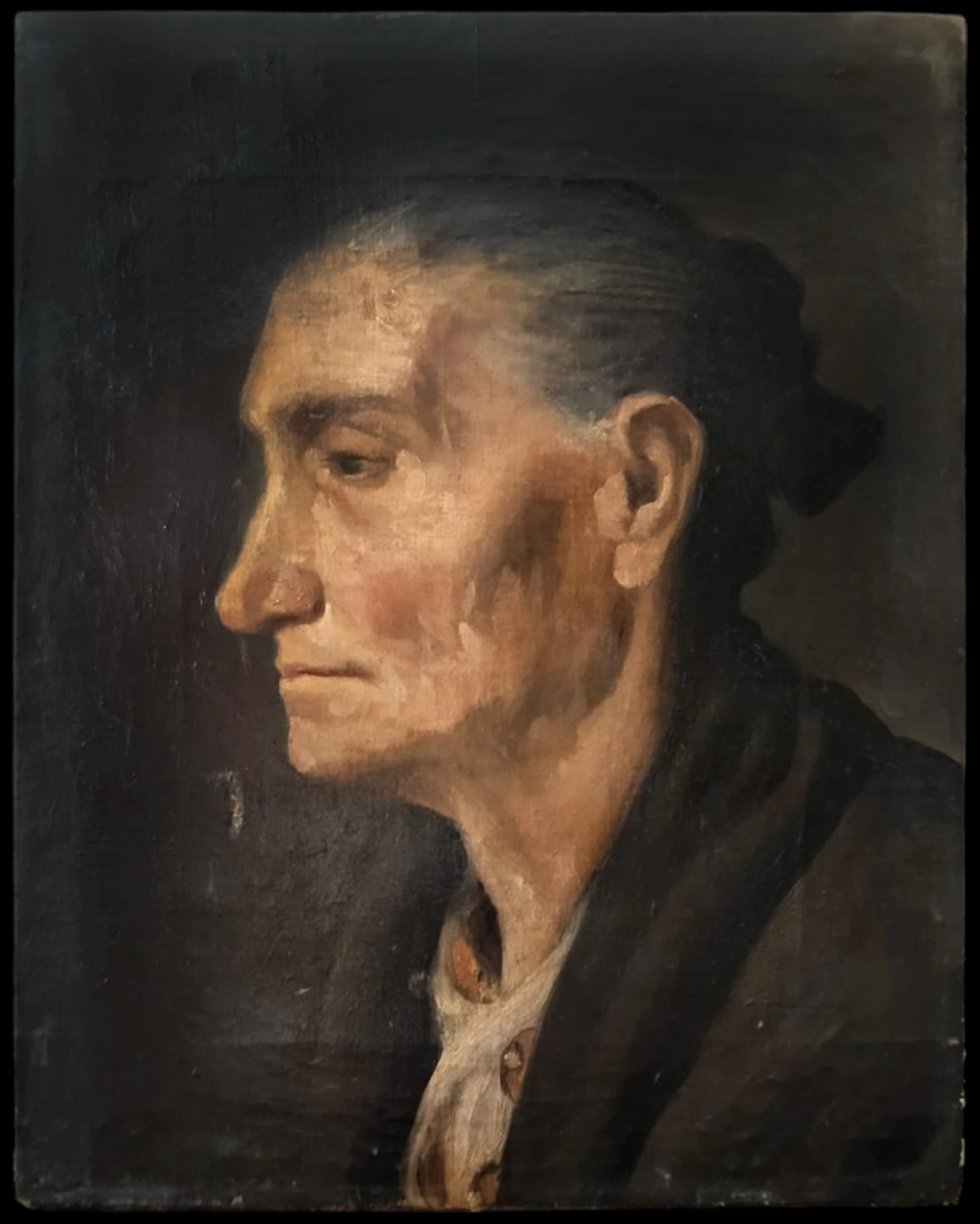 Portrait of an old woman, Basque school of the 19th century