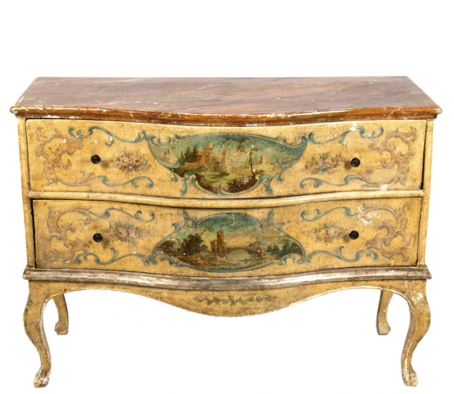 Louis XV style chest of drawers in lacquered and painted wood with