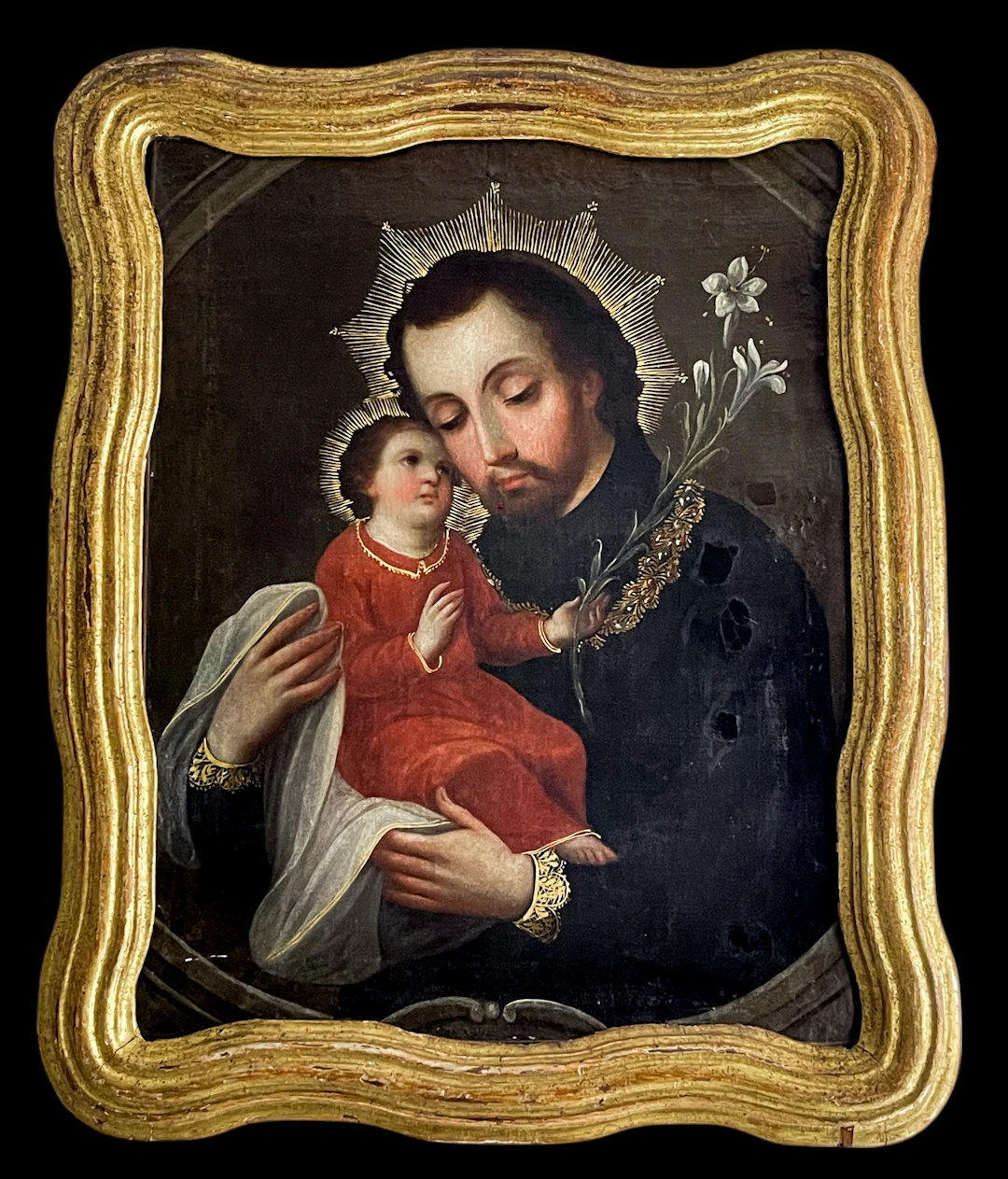 17th Century New Spain School - Saint Cayetano with the Child
