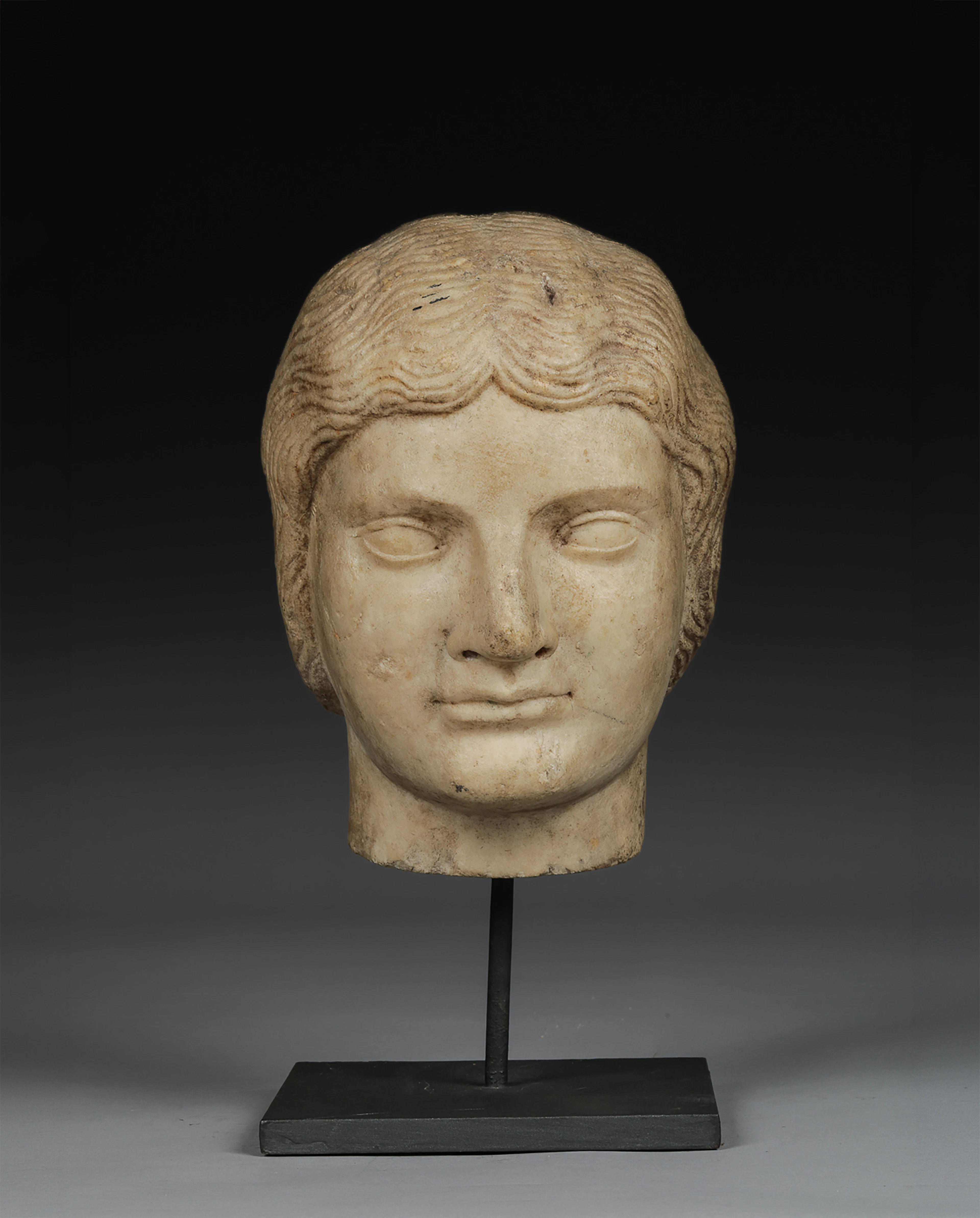 EXCEPTIONAL VERY OLD HEAD OF VENUS OR MINERVA GREEK OR ETRUSCAN -