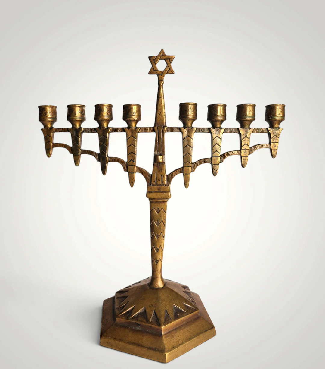 Old Hanukia, Hannucah bronze candel. 19th C