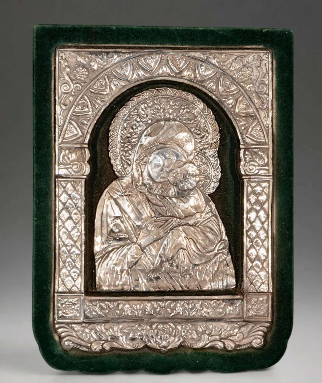 Orthodox silver relief of the Virgin and Child – Italian School – 19th century