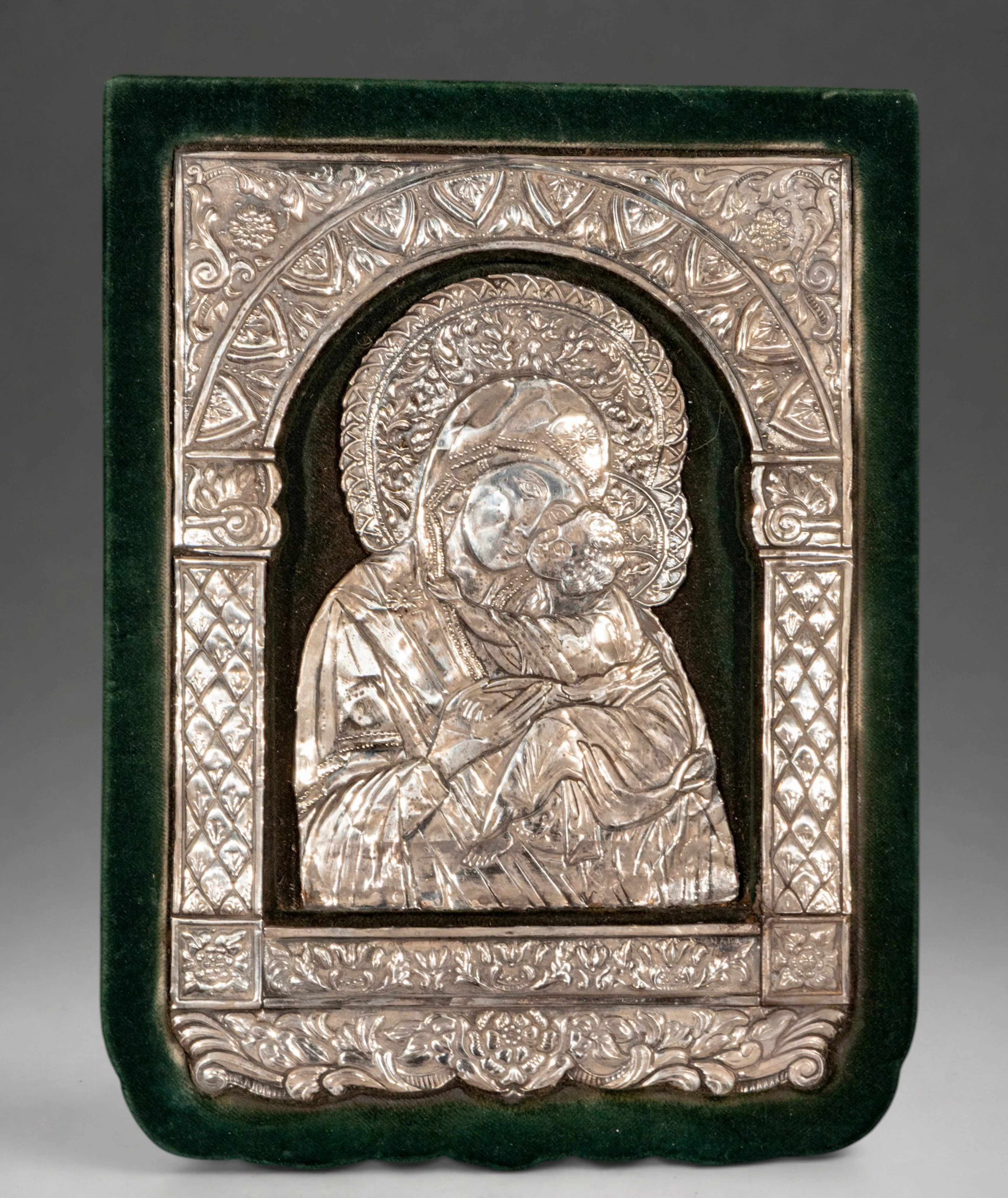 Orthodox silver relief of the Virgin and Child – Italian School – 19th century