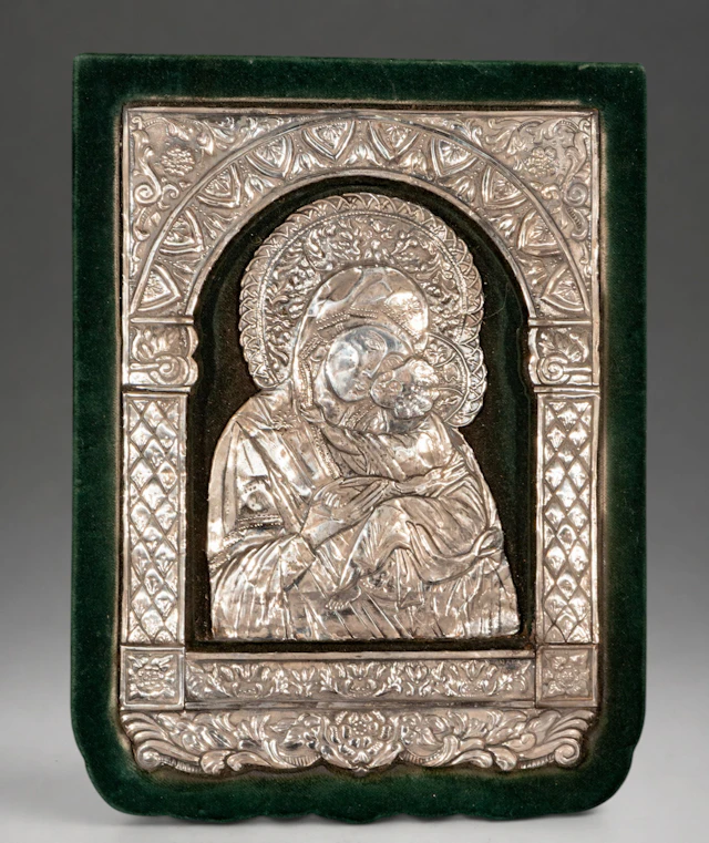 Orthodox silver relief of the Virgin and Child – Italian School – 19th century