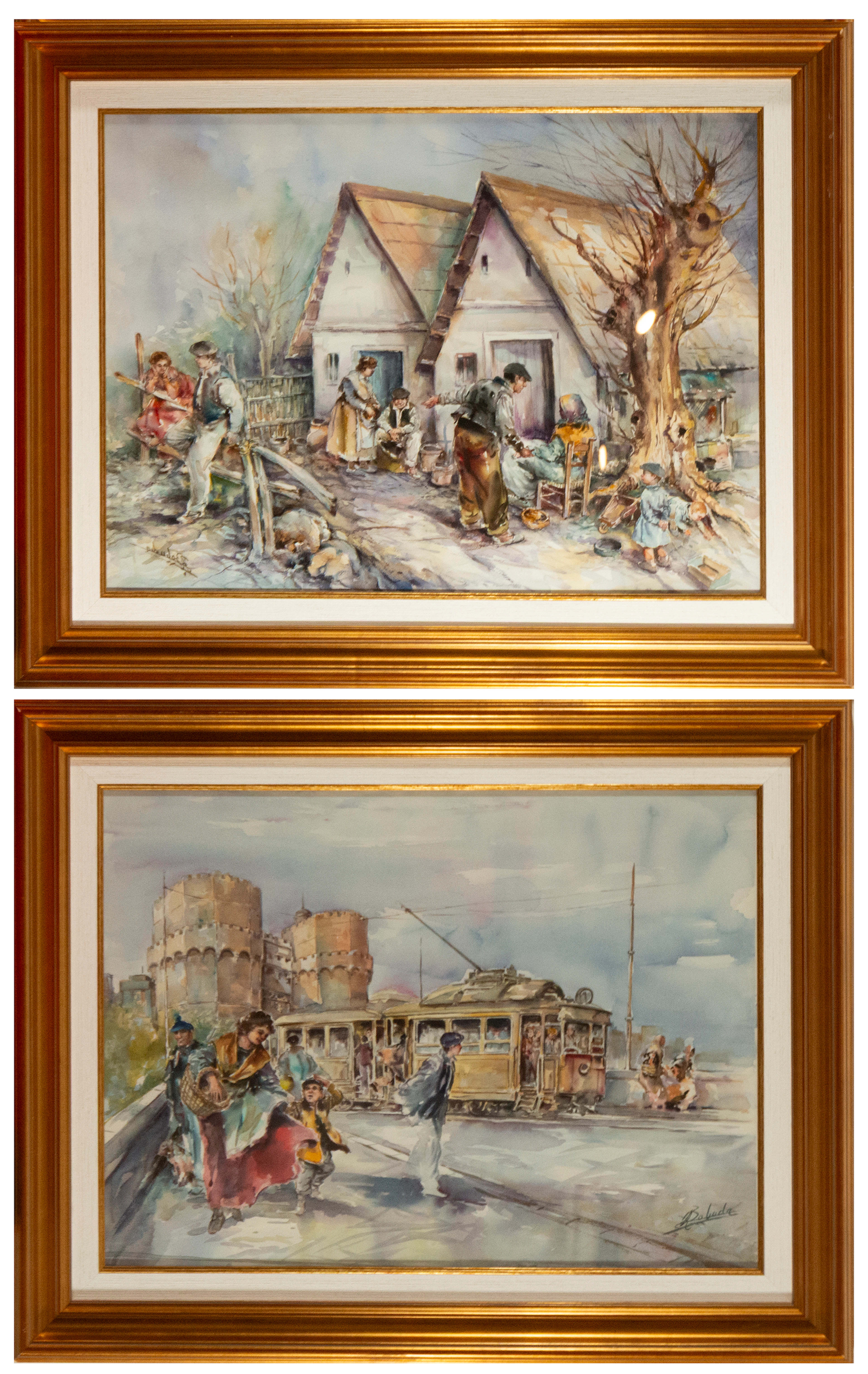 Pair of genre scenes – Boluda, 19th-century Spanish school