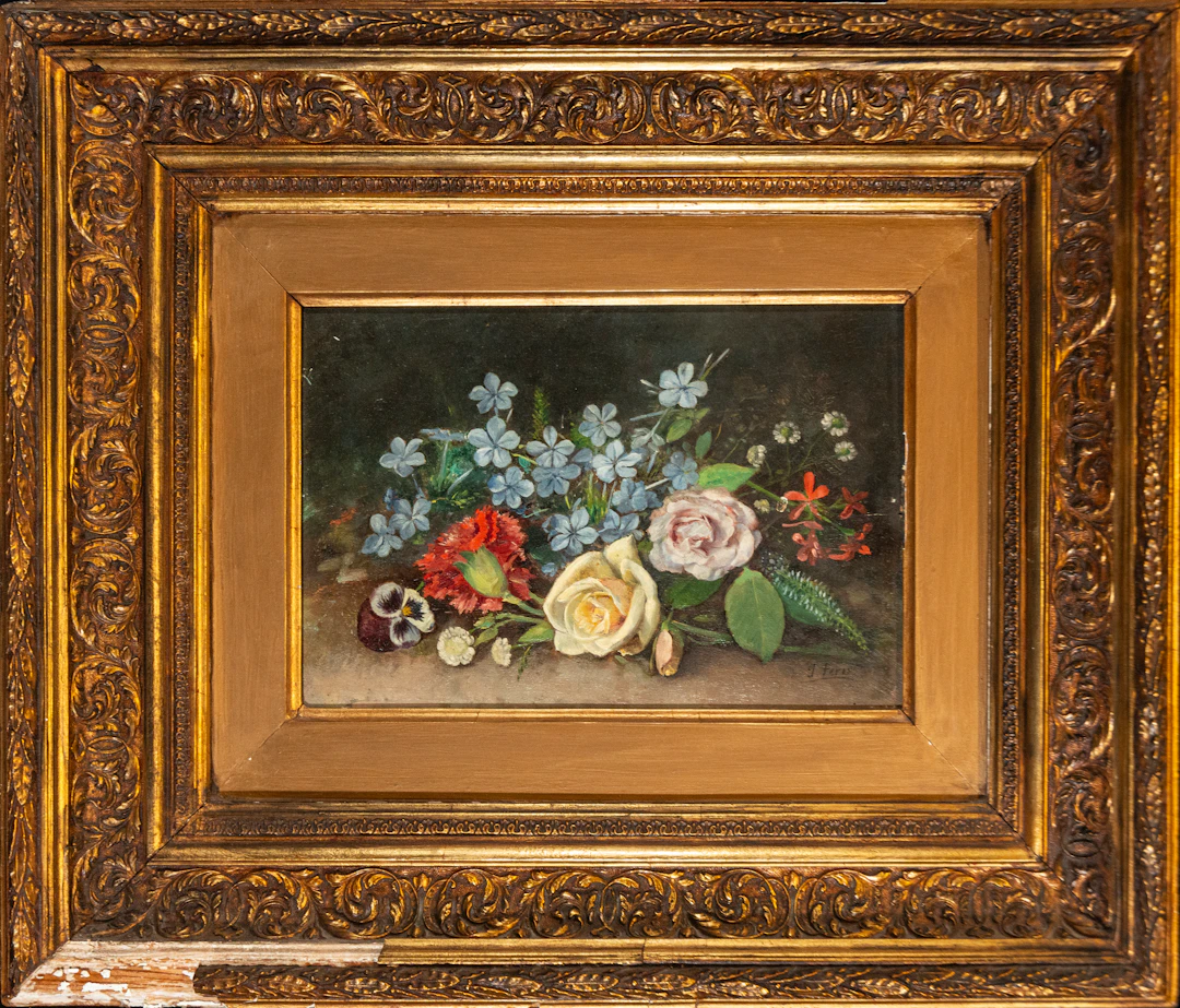 Still life with roses – Spanish School, J. Peris – 19th century