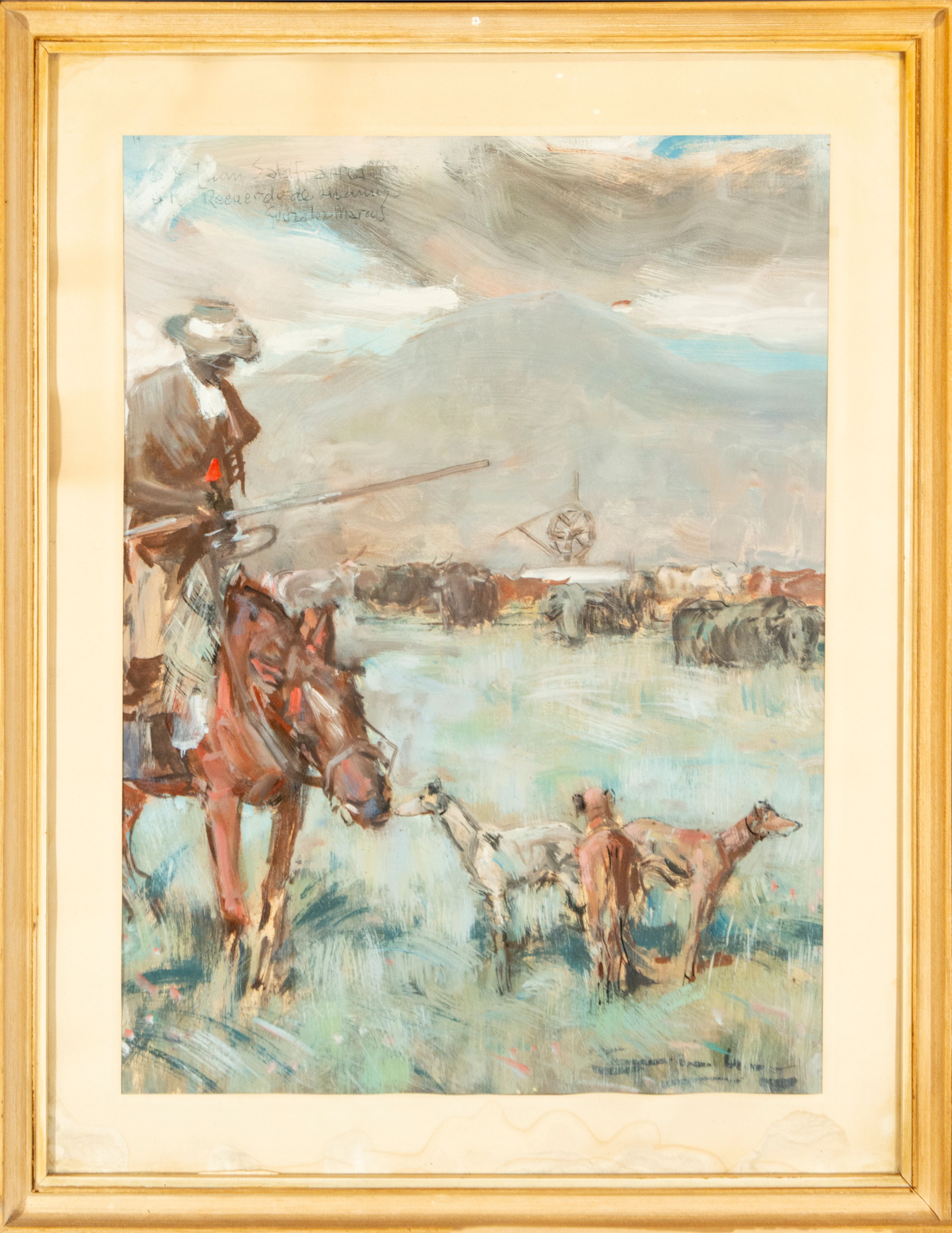 Horseman and cattle in a rural landscape, GONZALEZ MARCOS – Spanish