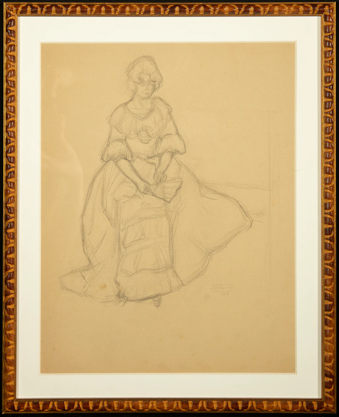 Néstor, signed, Lady - Charcoal on paper