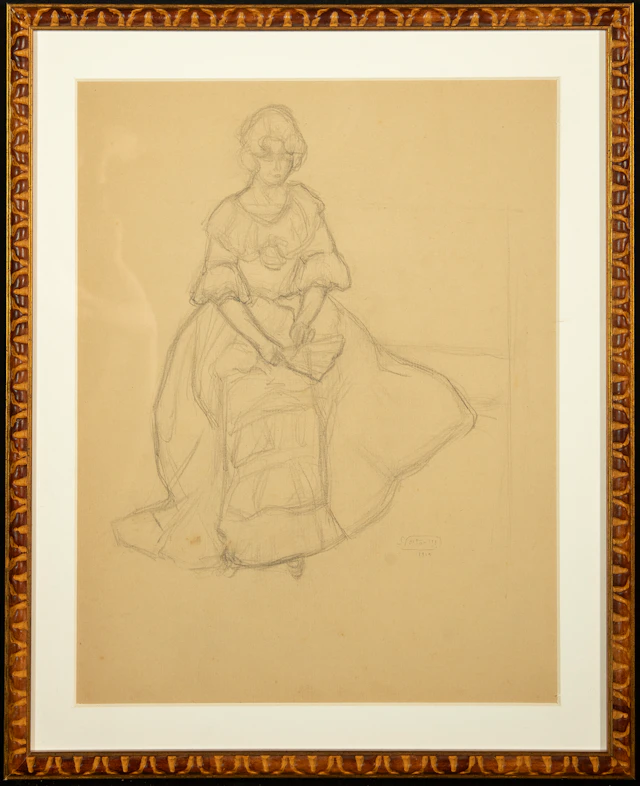 Néstor, signed, Lady - Charcoal on paper