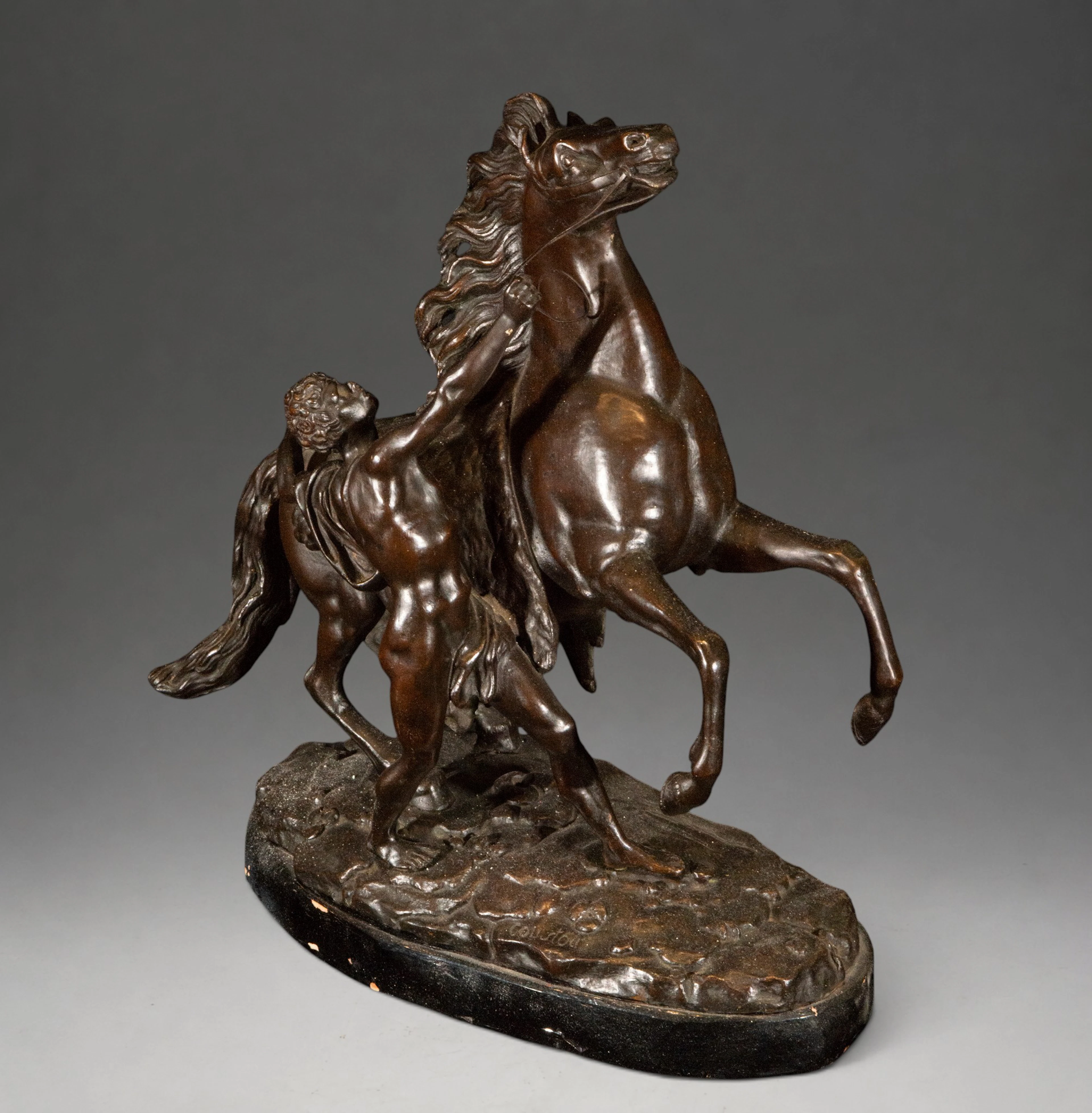 Tamer of a rearing horse – COUSTOU, SIGNED - French School – 19th century
