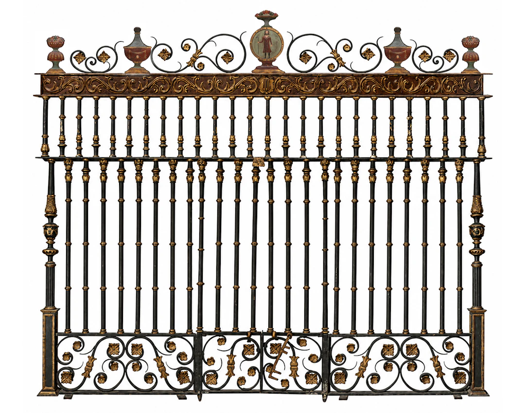 Monumental Spanish Renaissance palace gate with medallion of a Jacobean