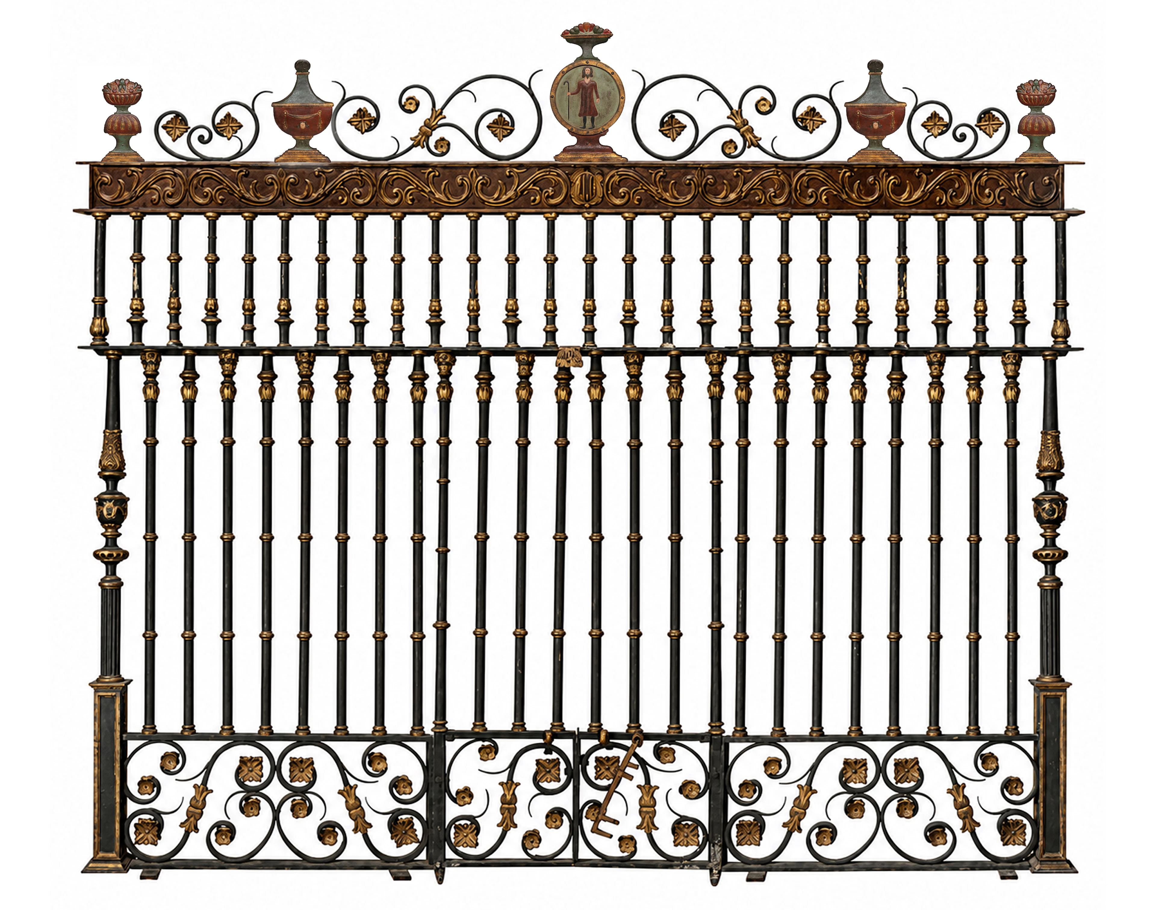 Monumental Spanish Renaissance palace gate with medallion of a Jacobean