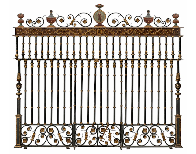 Monumental Spanish Renaissance palace gate with medallion of a Jacobean