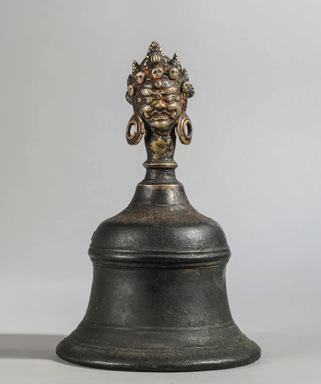 Exceptional Buddhist ritual bronze bell from Tibet, 17th century