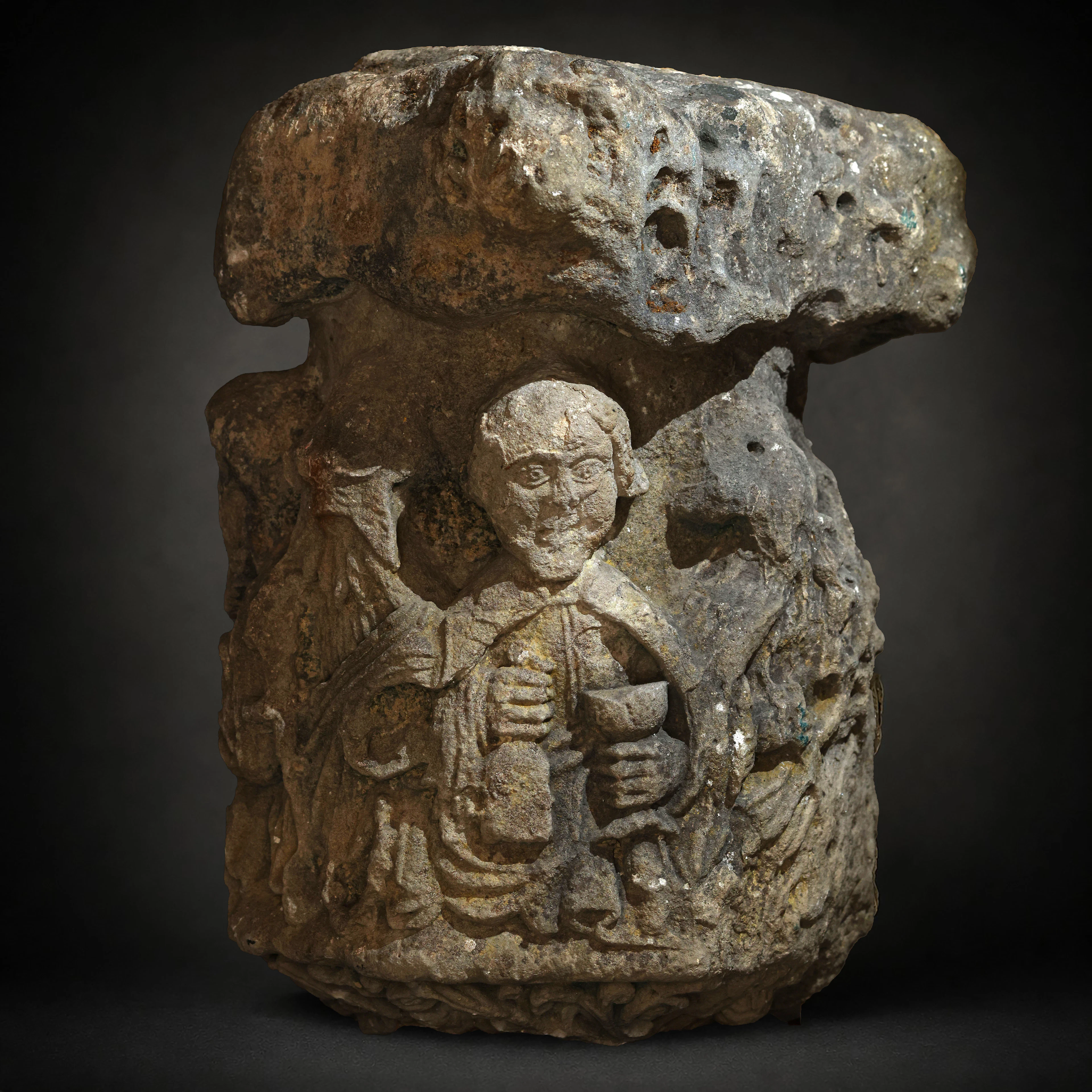 Exceptional Romanesque Cross Base from the 13th Century