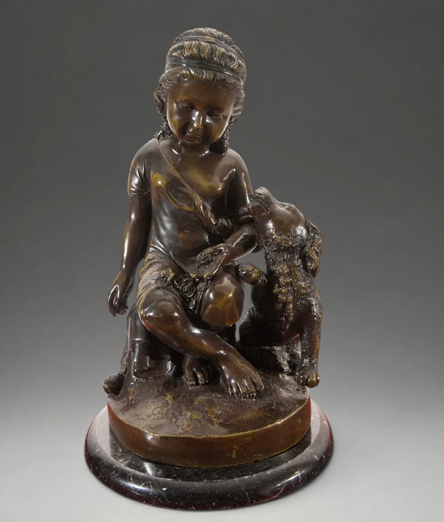 Girl sitting next to a lamb – 19th-20th century