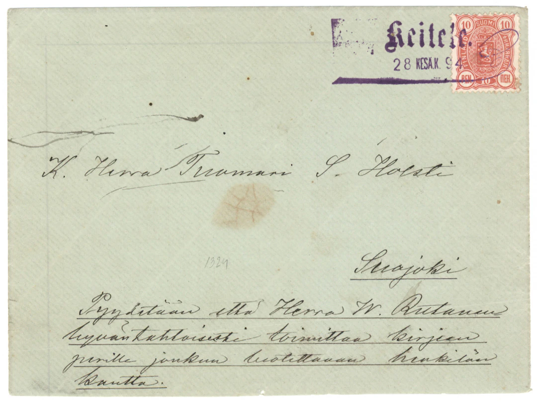 Ship name cancellation: KEITELE 28 Kesä.k. 1894 (June) with an issue