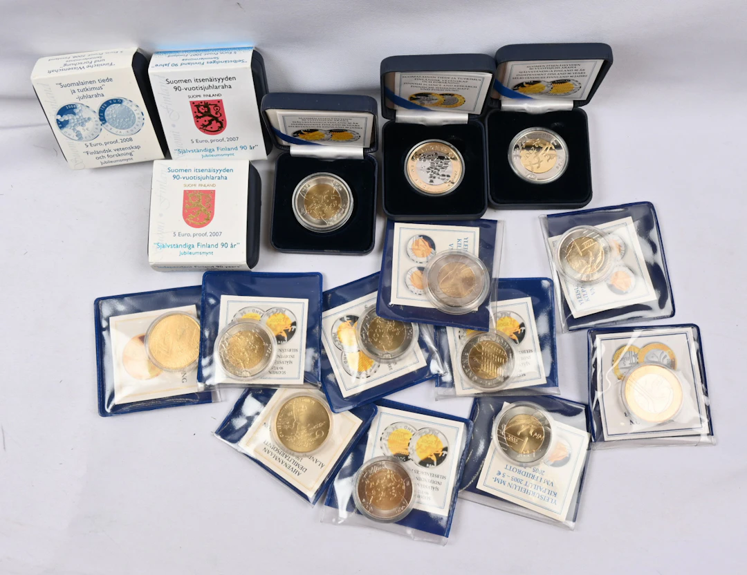 2007 - 2008 5€ proof coins six pieces + 10 other 5€ coins