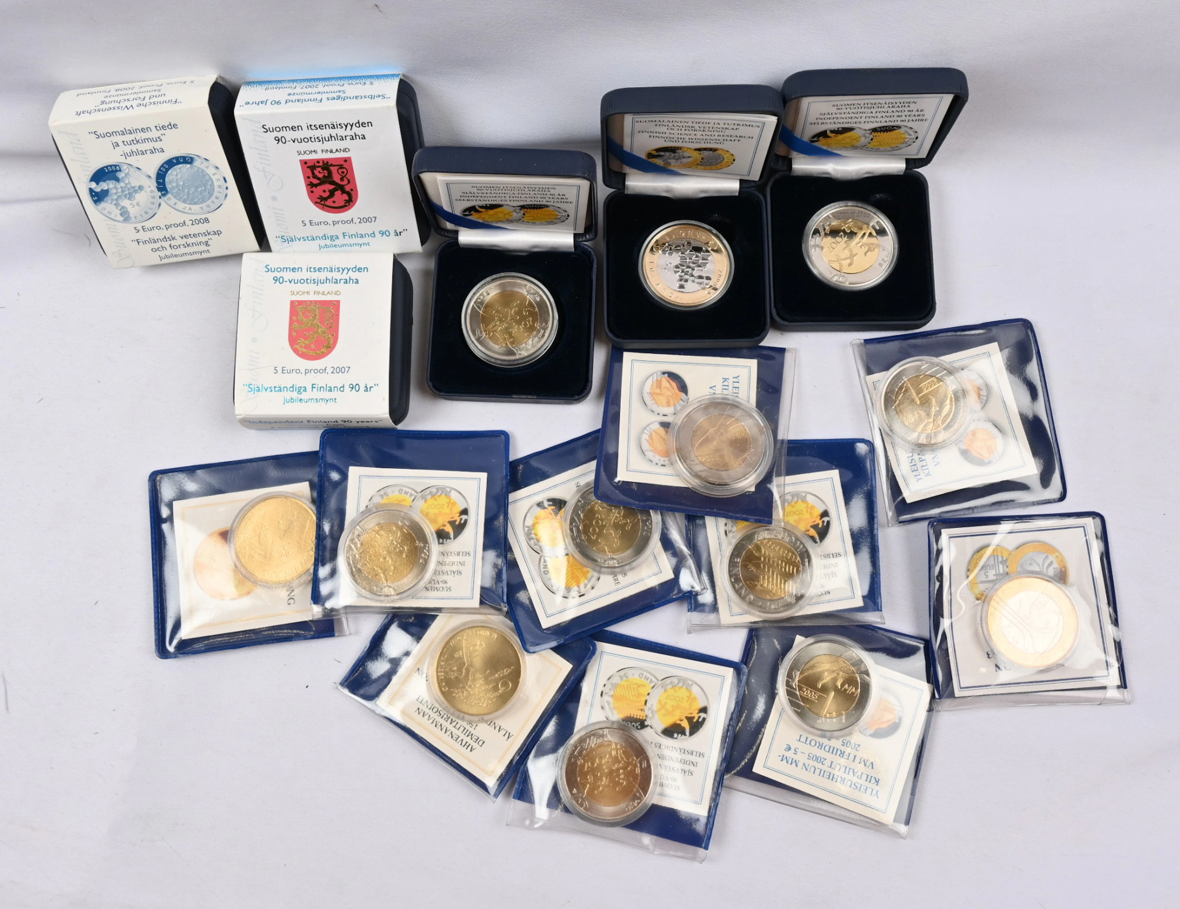 2007 - 2008 5€ proof coins six pieces + 10 other 5€ coins