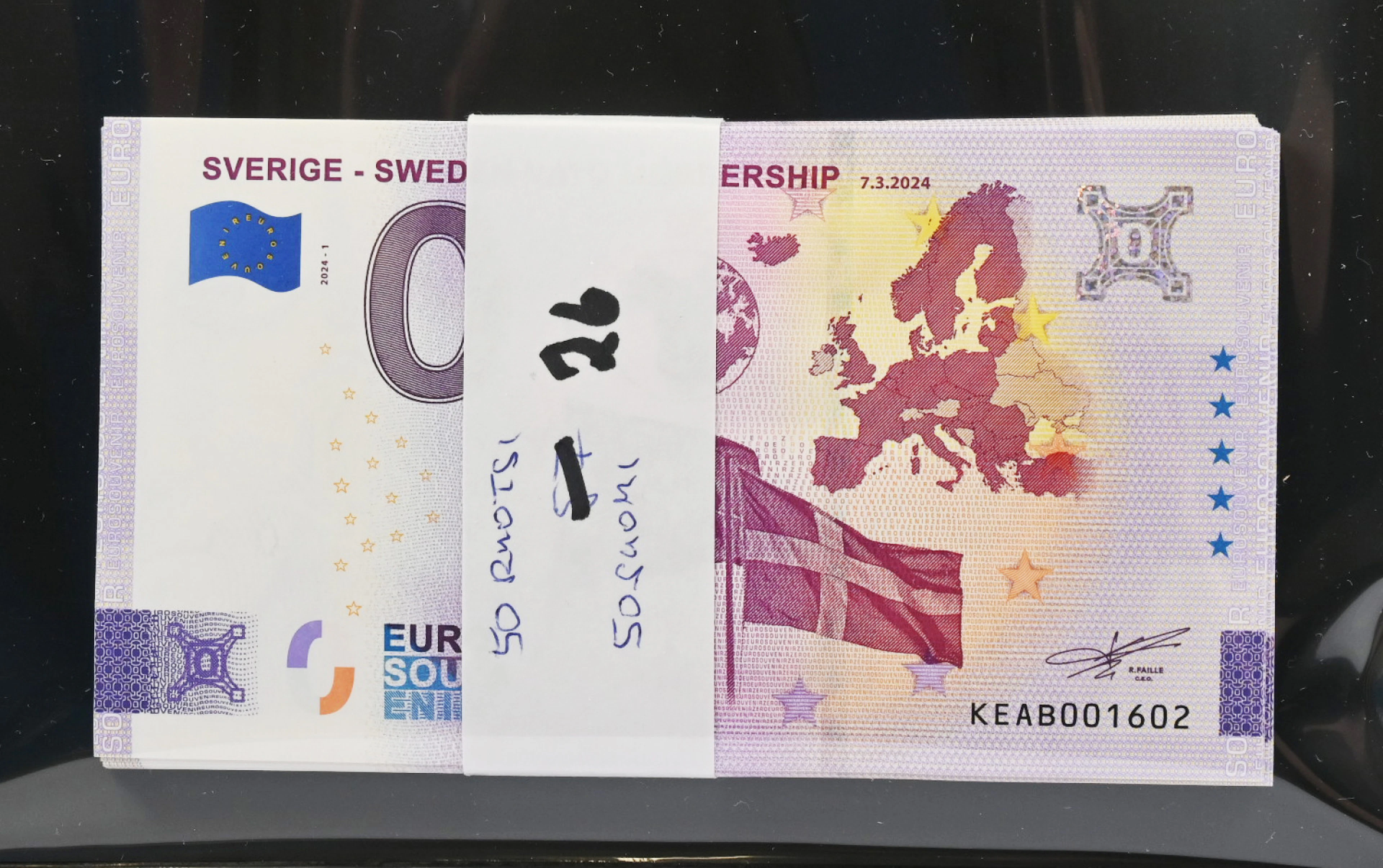 2024 0€ Finland and Sweden NATO membership 50 + 50 banknotes. In total