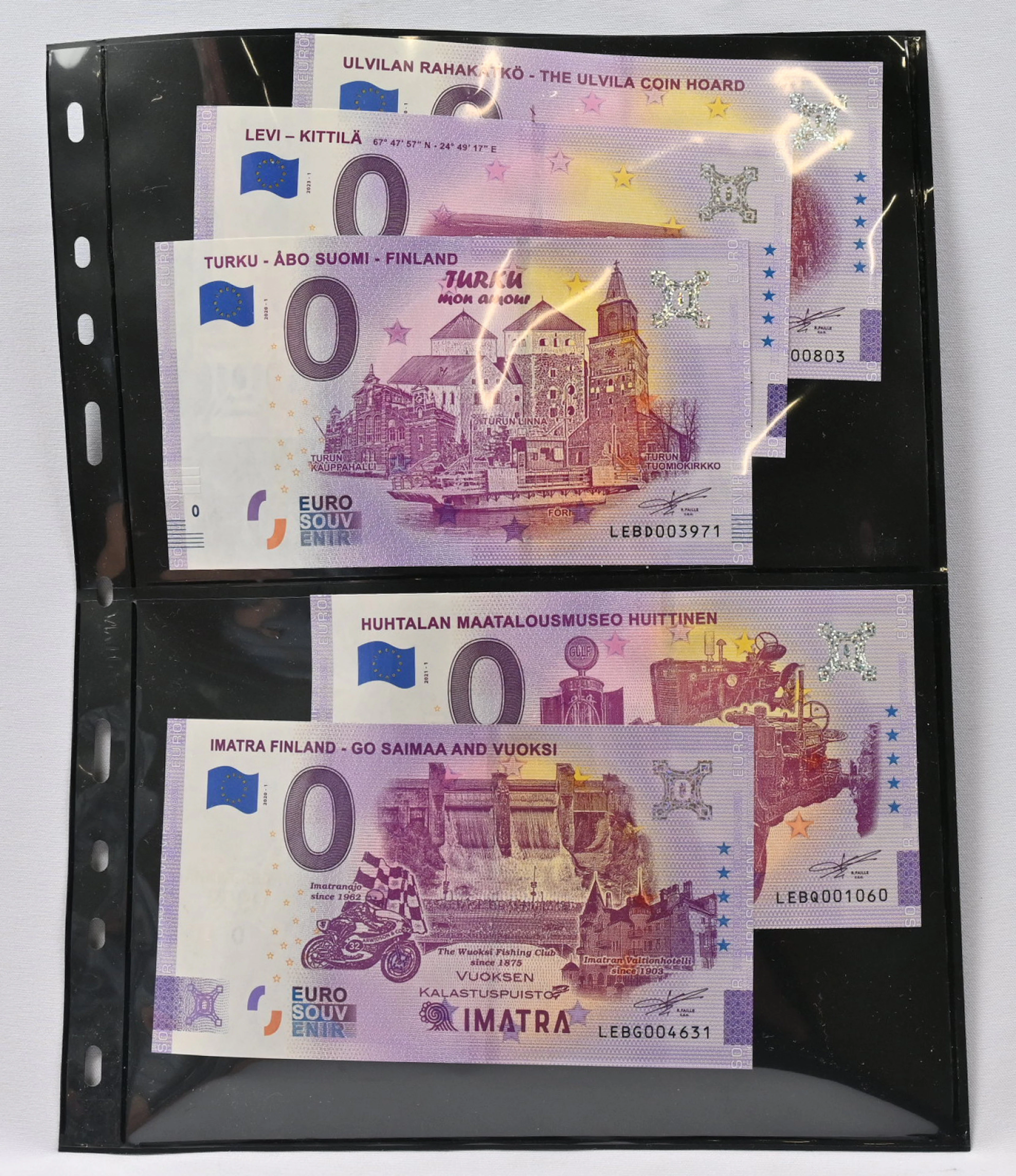 2020 - 2023 0€ selection of five different banknotes, 20 pieces of