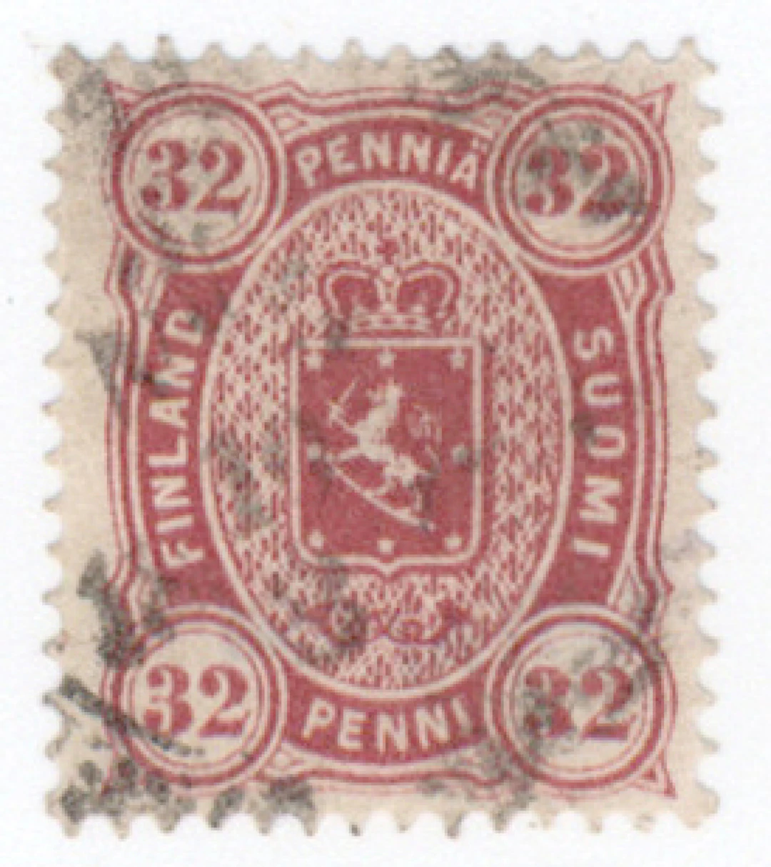 Copenhagen printing with a faint railway cancellation 1875. Small