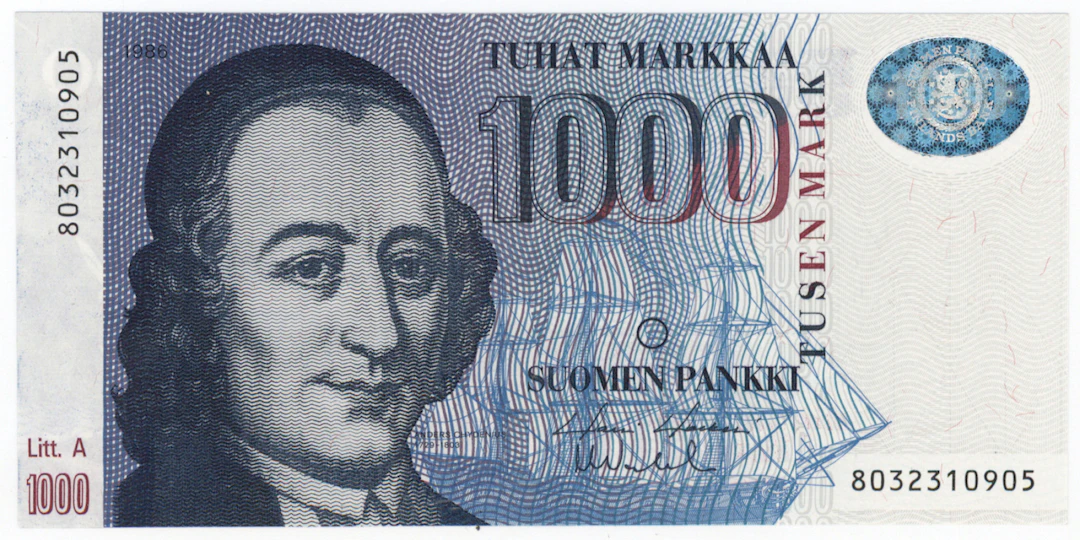 1986 1000 markka Litt. A, condition 0/01