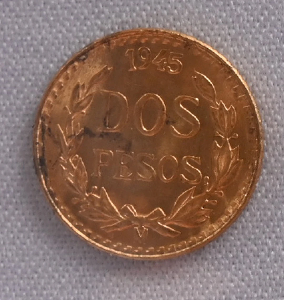Mexico 1945 Dos pesos, gold.