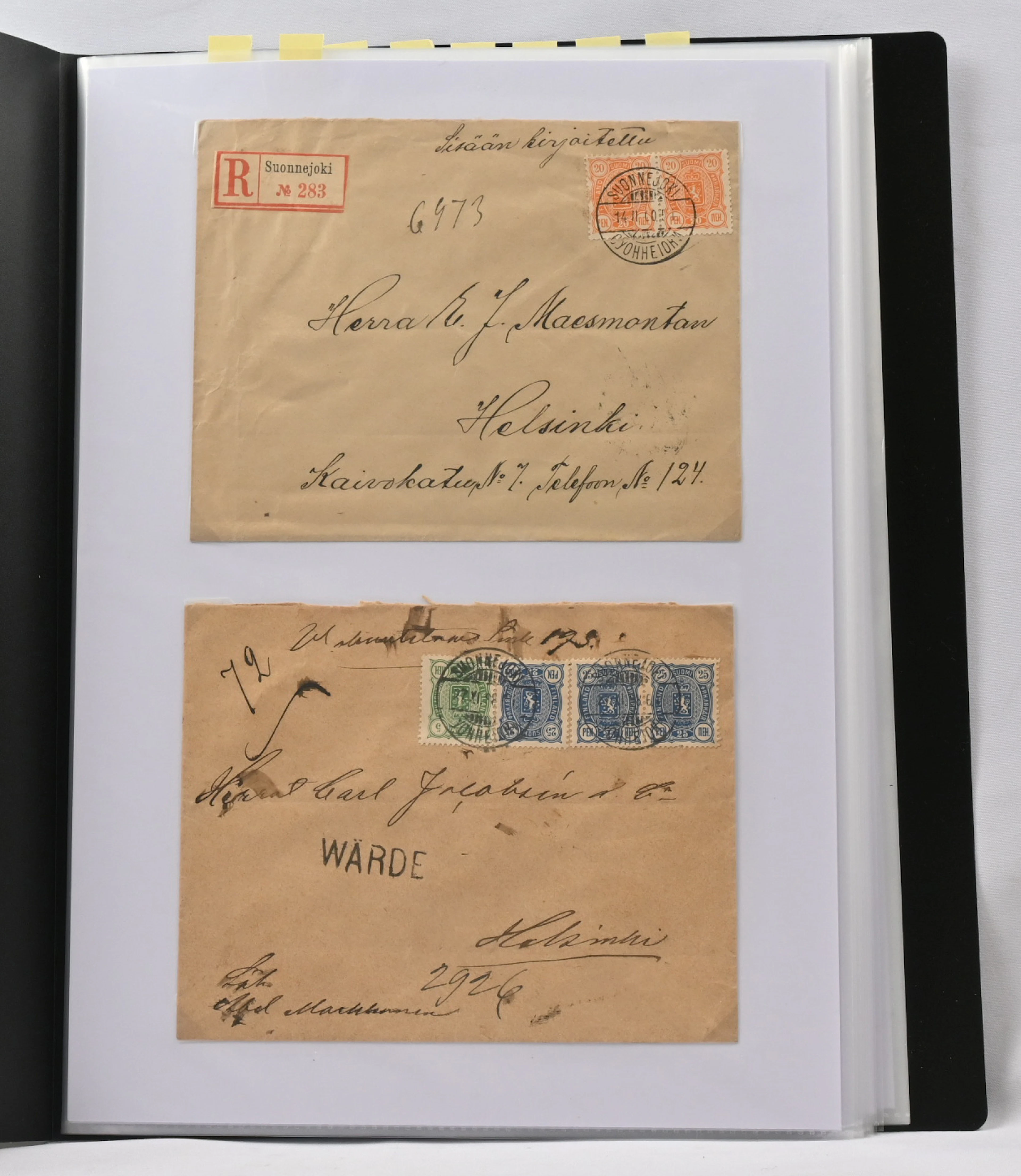 Suonenjoki postal history mini collection mounted on 18 pages, eg.