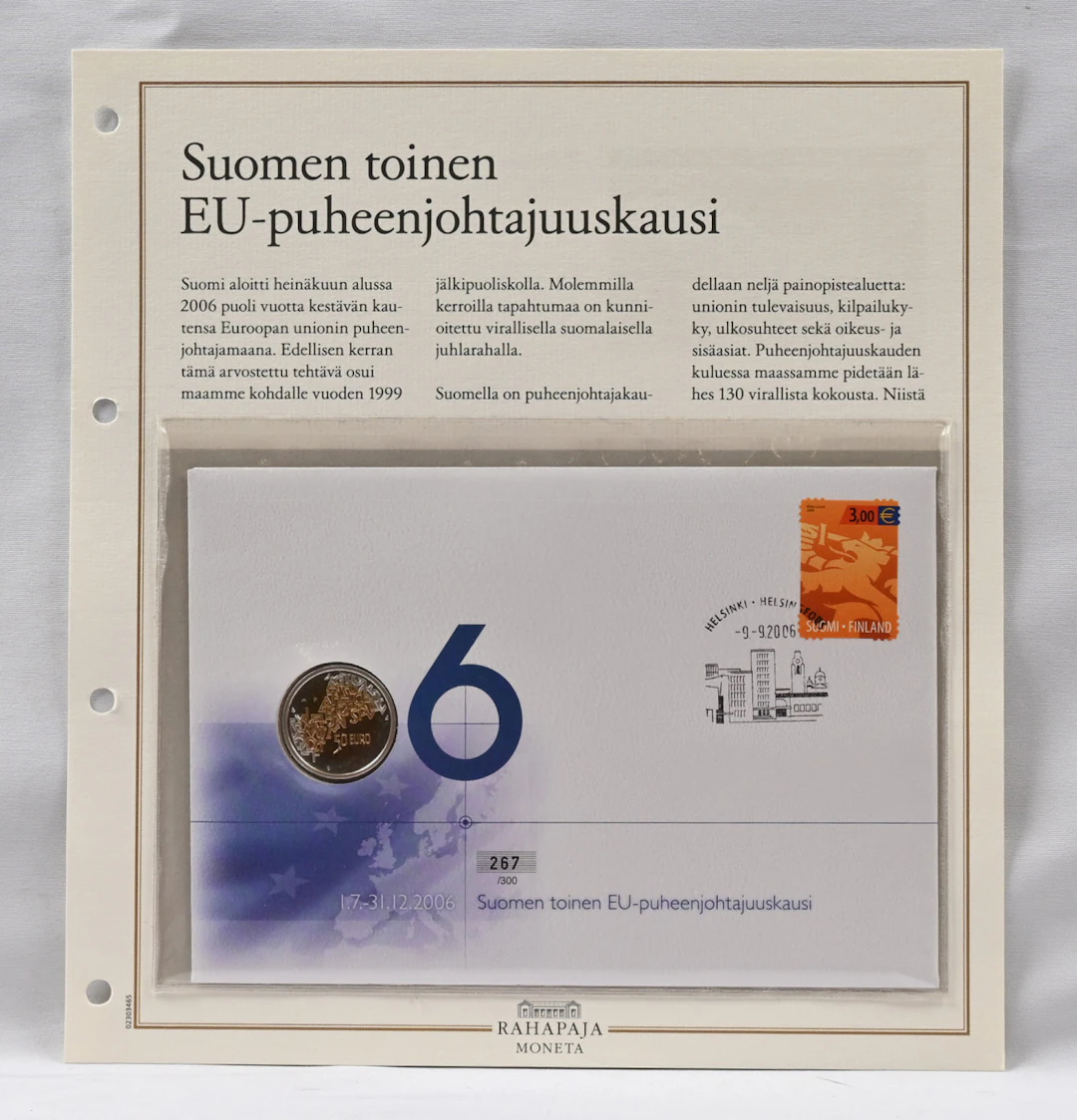 2006 50€ Finland EU Presidency, gold/silver in coin letter