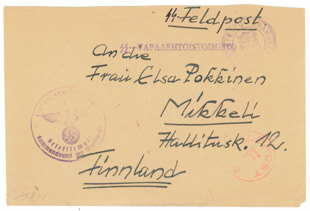 SS volunteer mail: letter from a man in the battalion to Finland from
