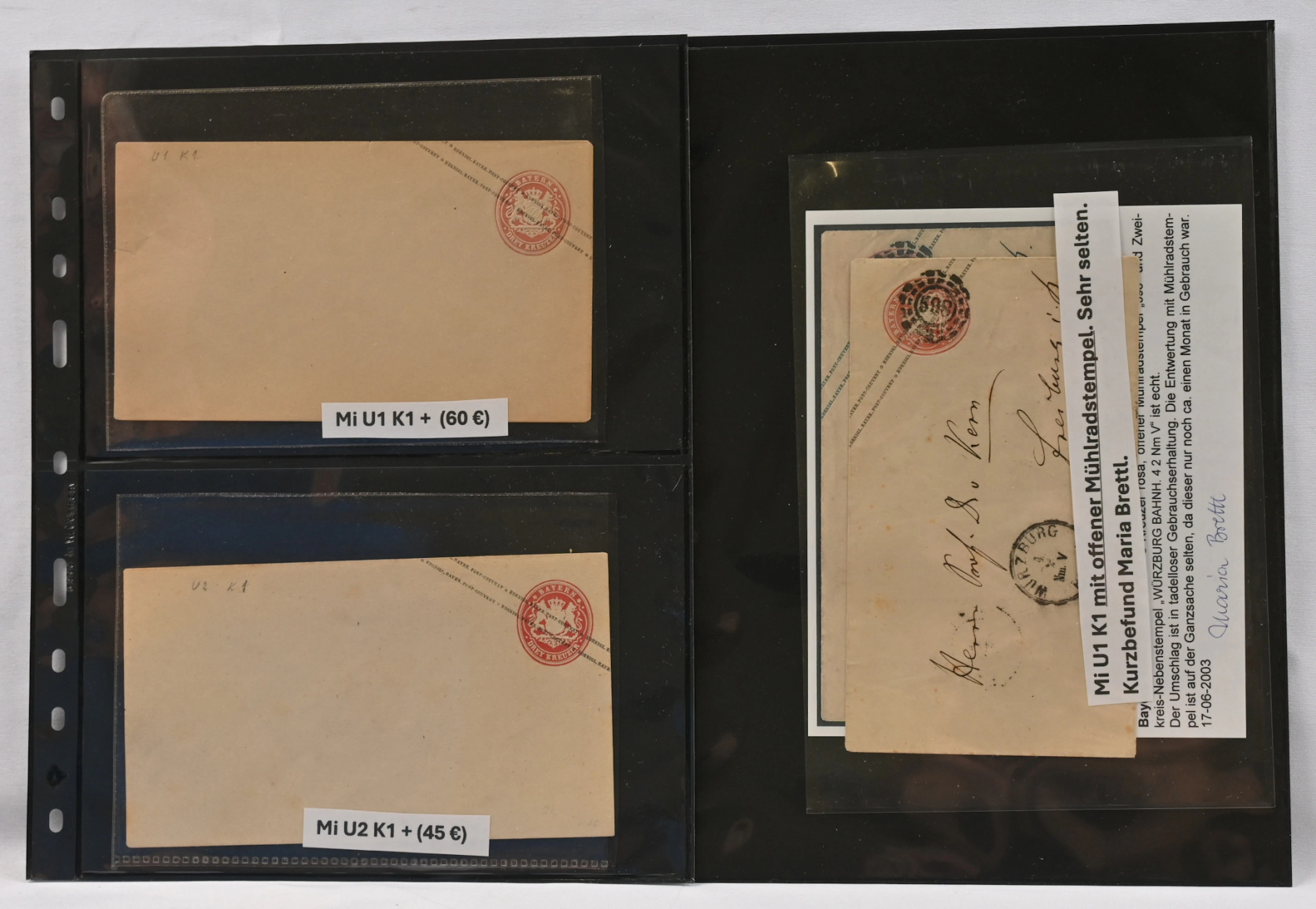 Bavaria, six fine stationery envelopes, including eg. Mi U1 K1 with