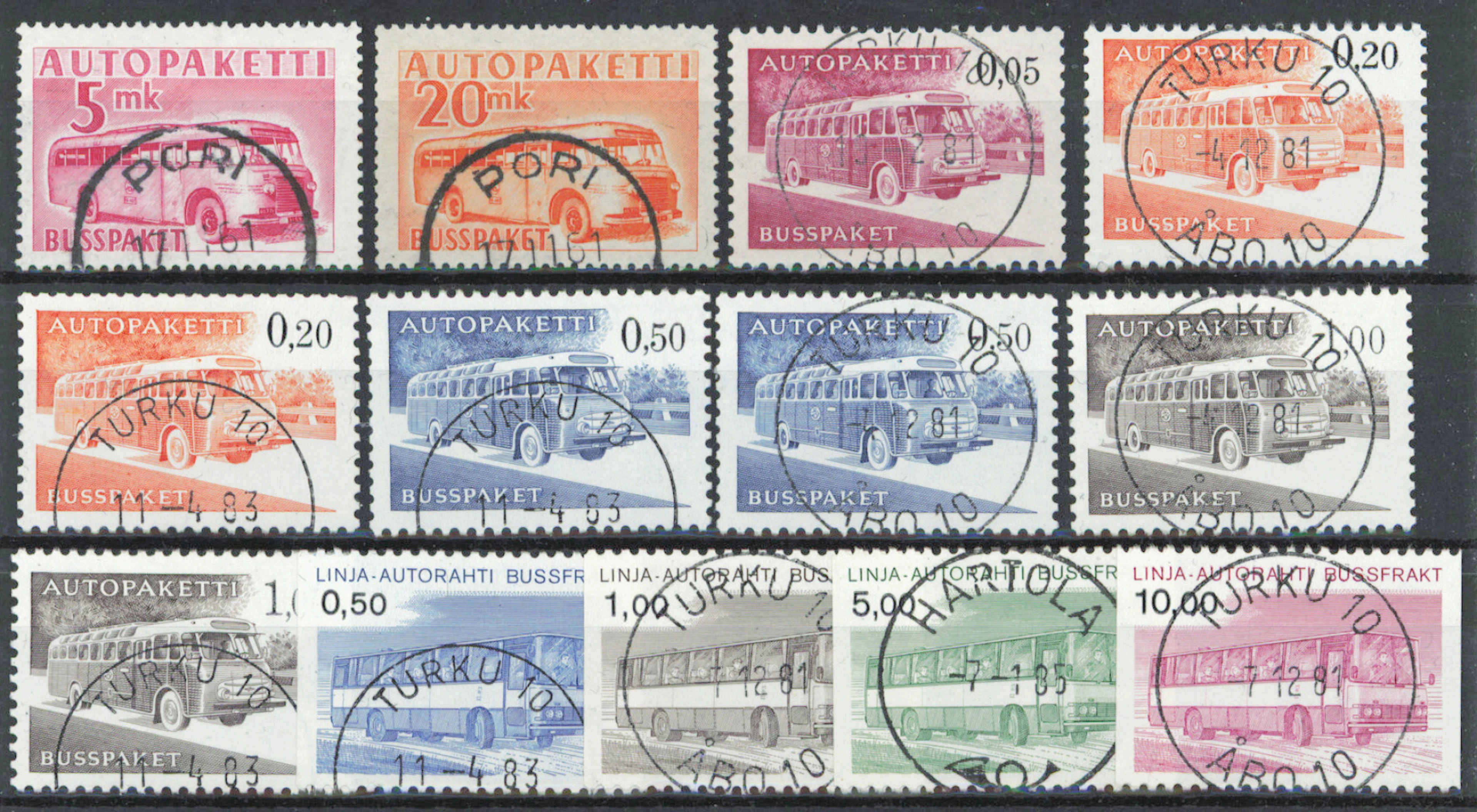 1952 - 1981 selection of superb cancellations on stockcard.