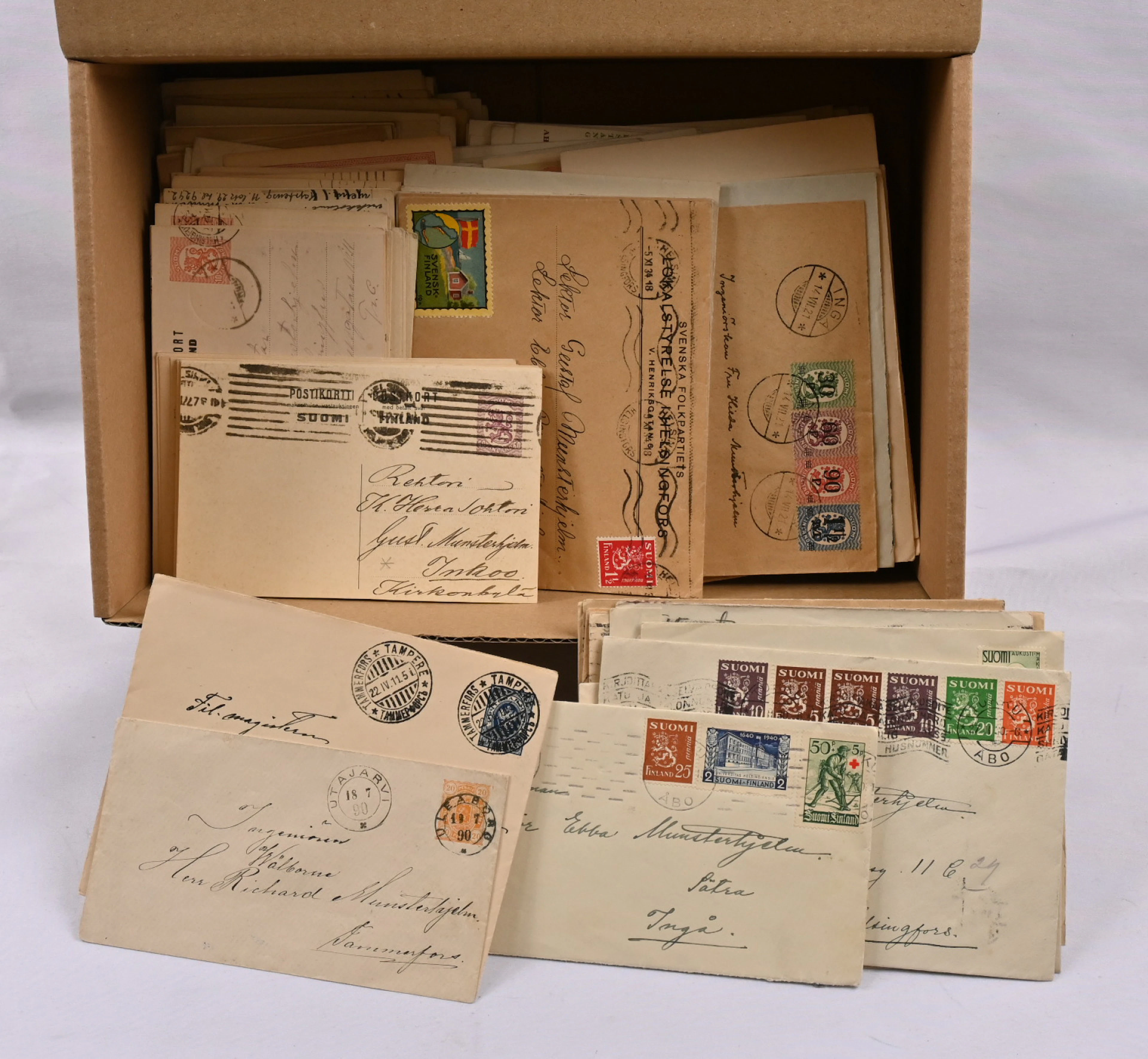 Postal items franked with serpentine rouletted stamps and onwards