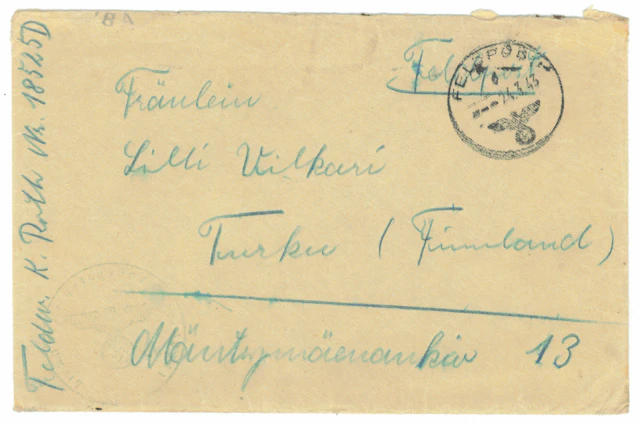 German field post in Finland: field post letter with contents to Turku