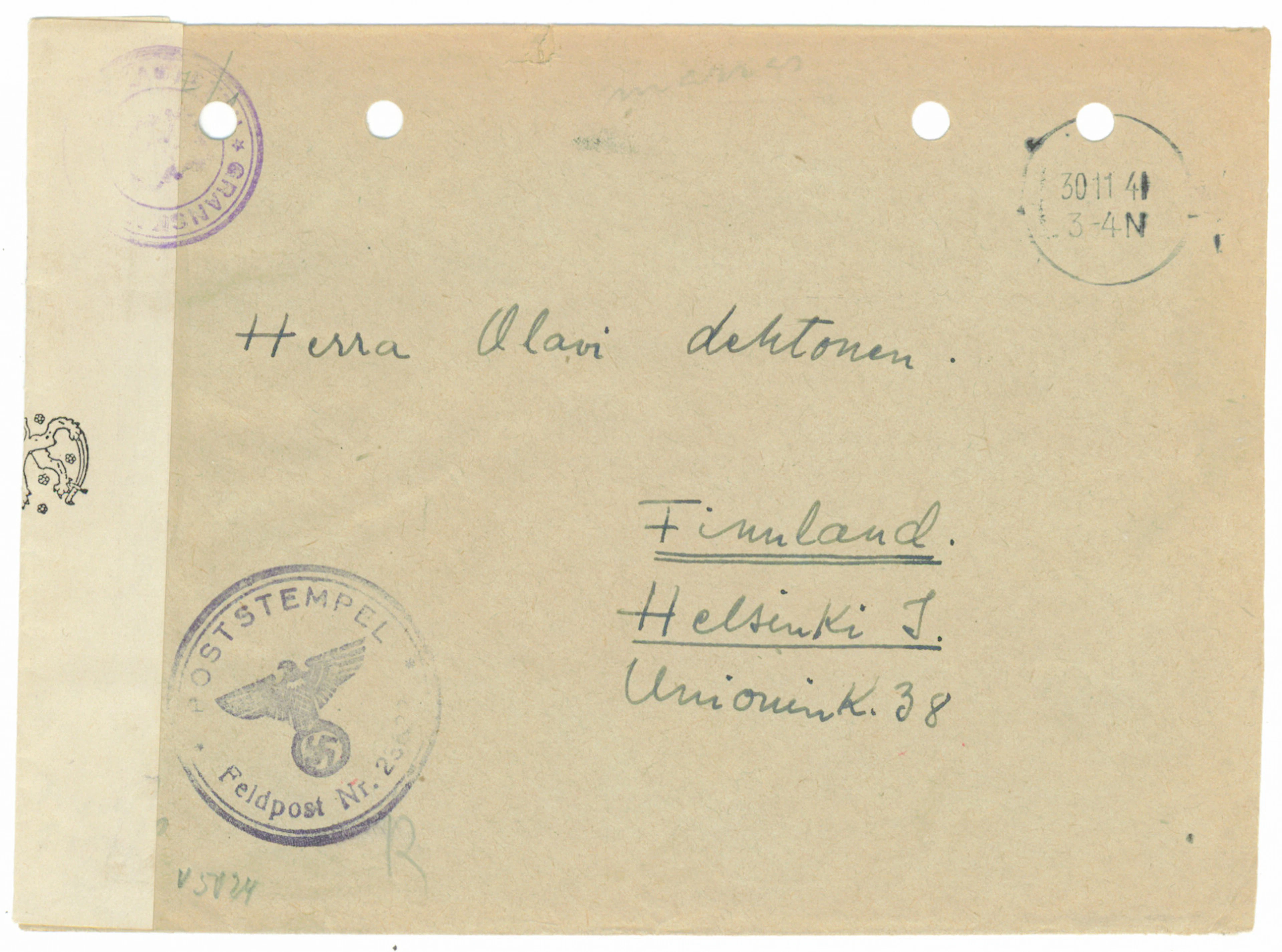 SS volunteer mail: letter from a man in the Division to Finland 30.11.1941