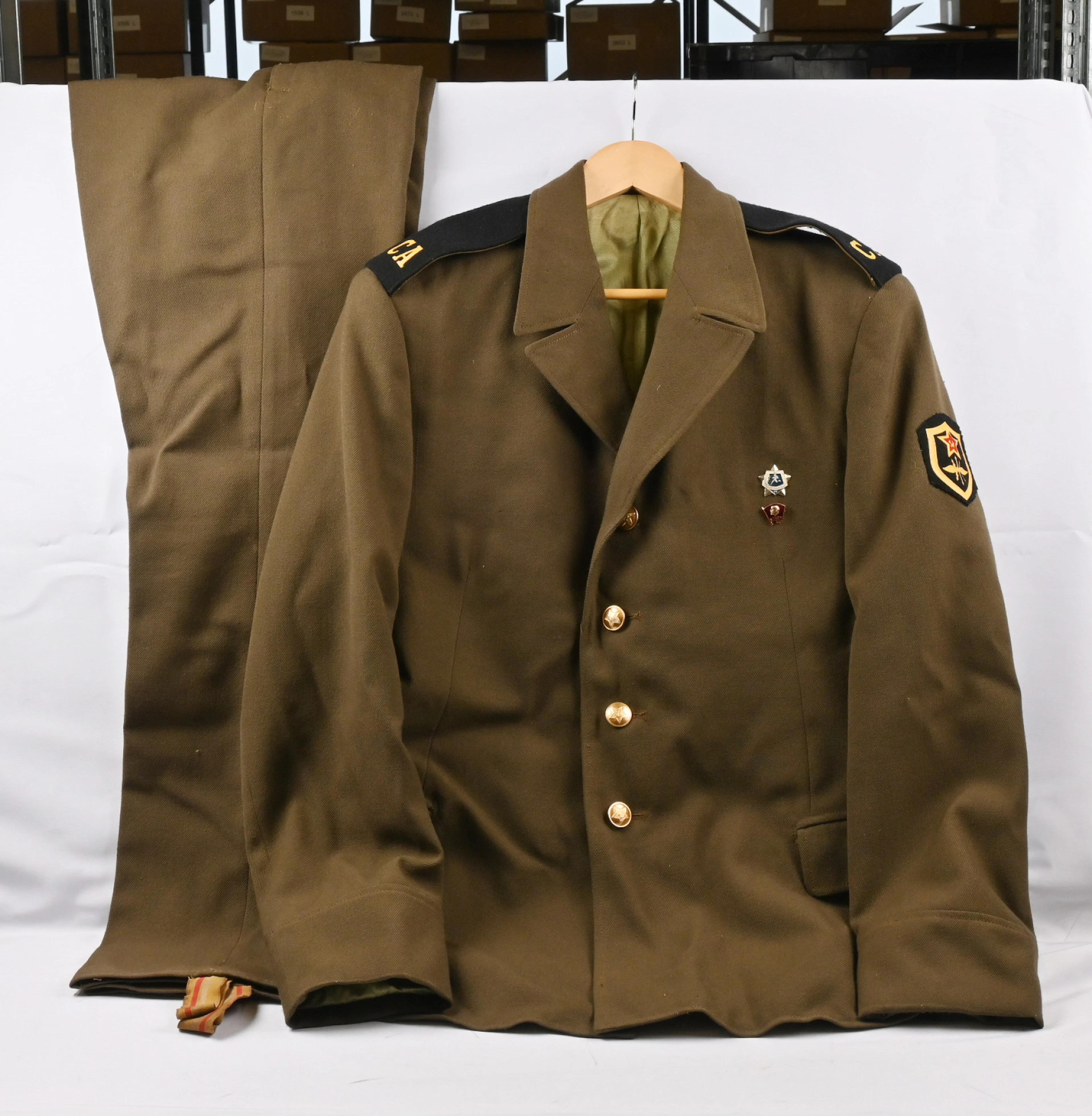 Soviet Union military and civilian clothing items. One conscript service