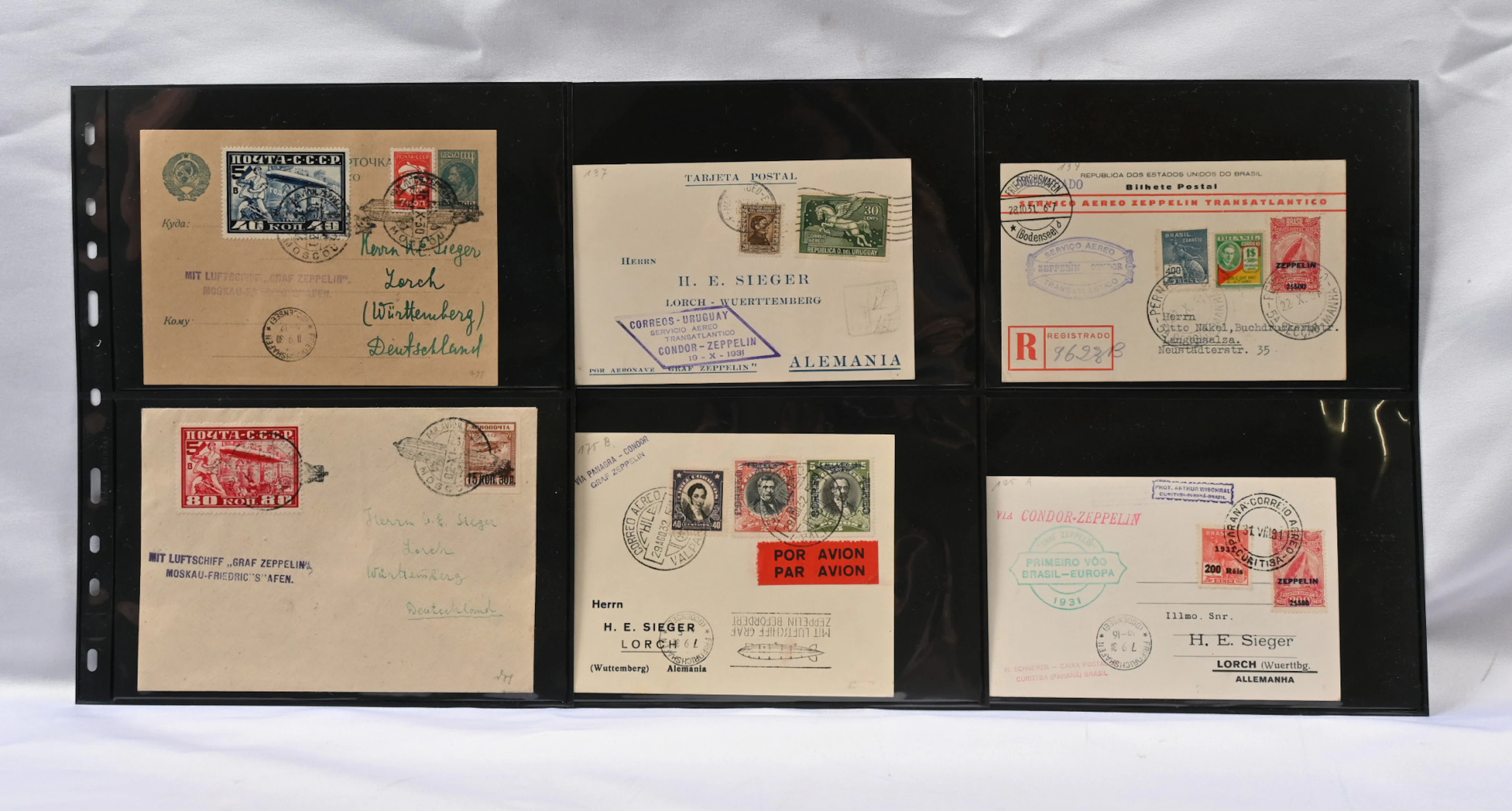 Zeppelin, fine selection of eight used Zeppelin cards (Spain, Austria