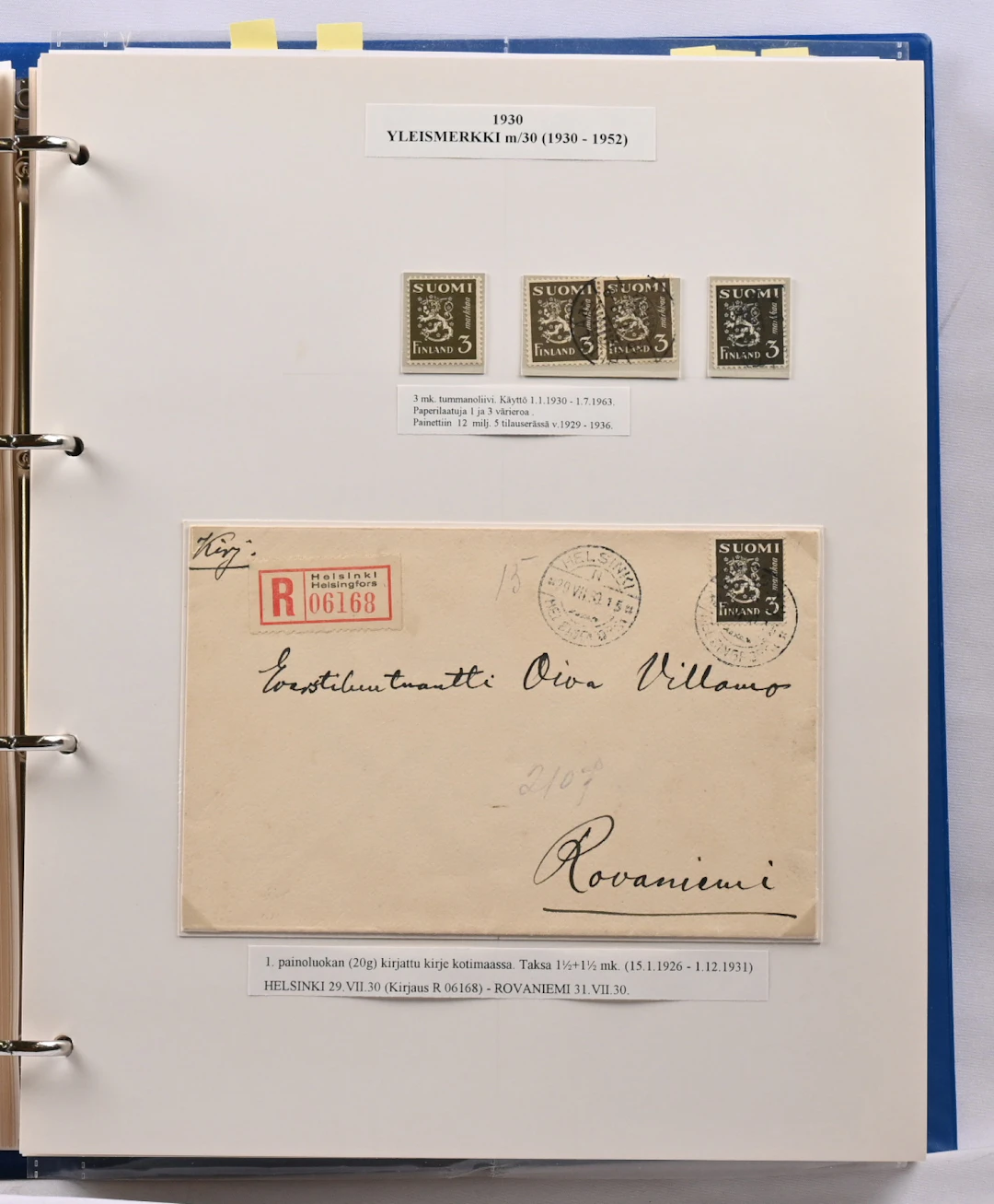 Issue 1930 collection mounted on self-made pages in an album including