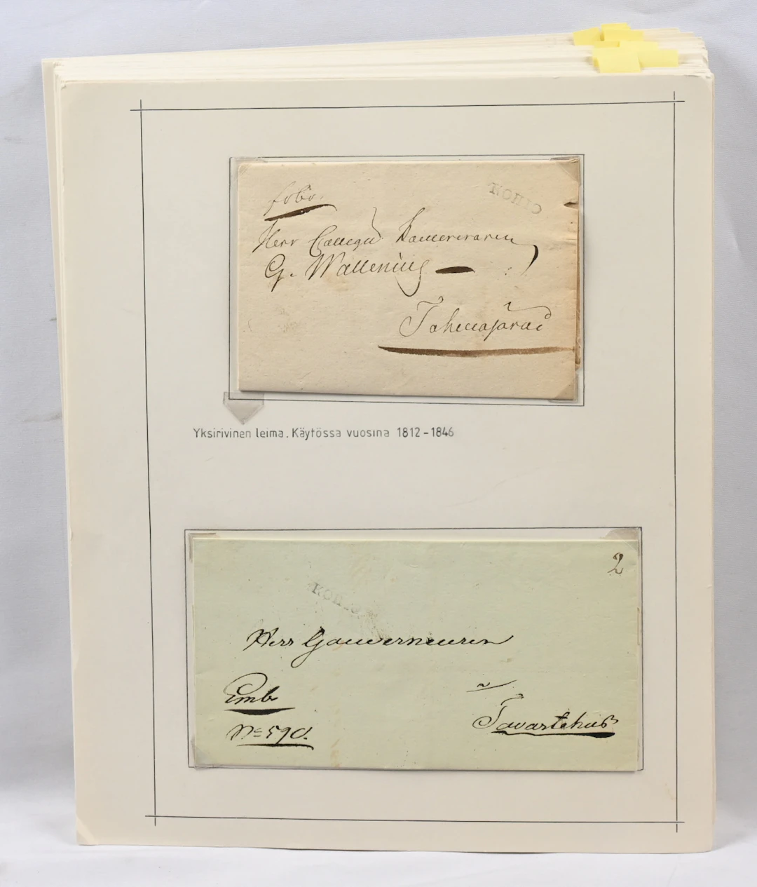 Kuopio collection mounted on over 50 pages starting from a cyrillic