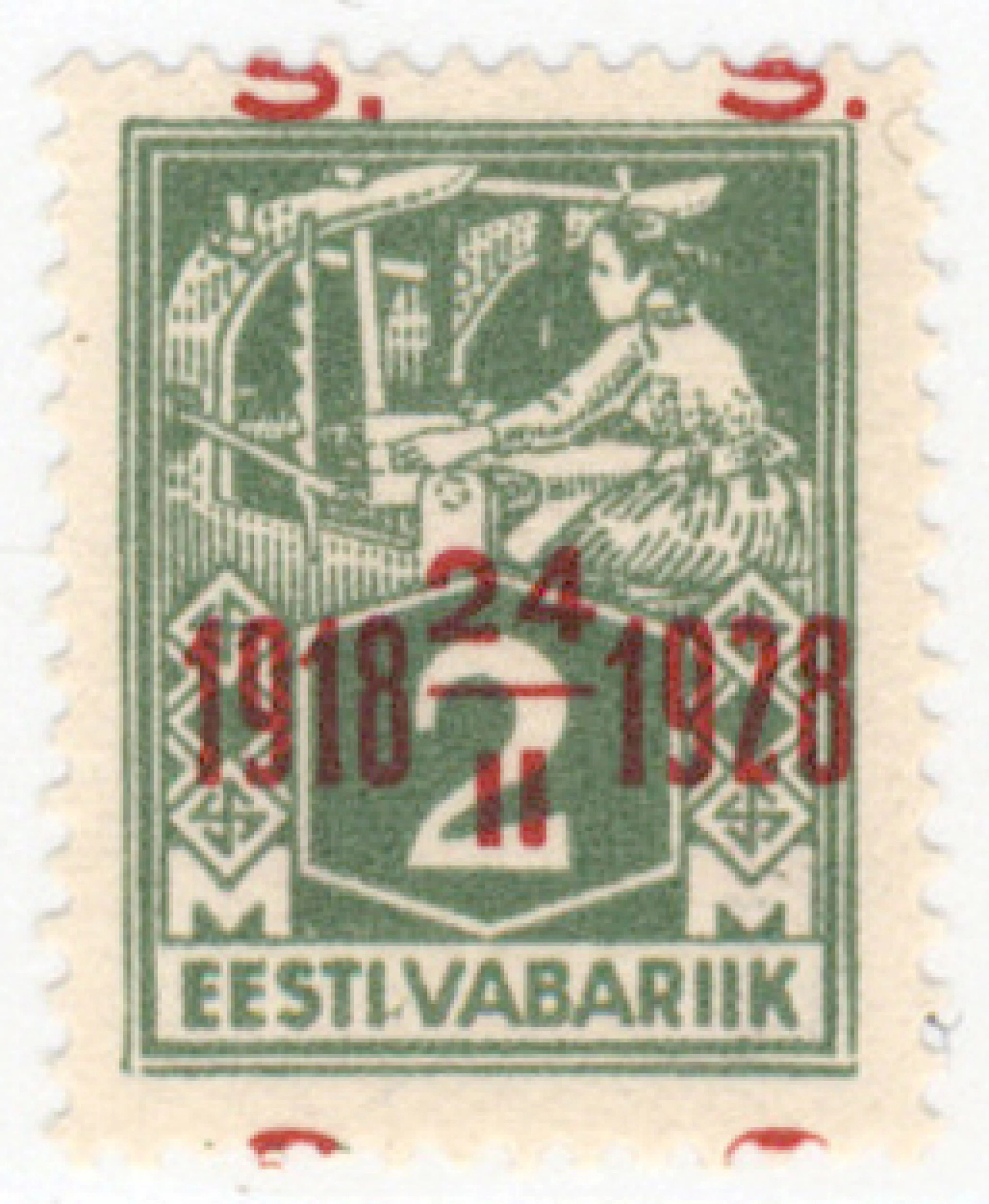 1928 Overprints 2 senti Mi 68, very fine mint ** stamp with a large