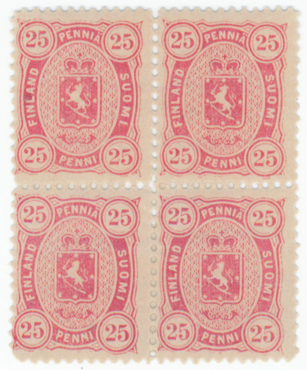 25 penni aniline-red beautiful mint * block of four. (L. 19LBbb).