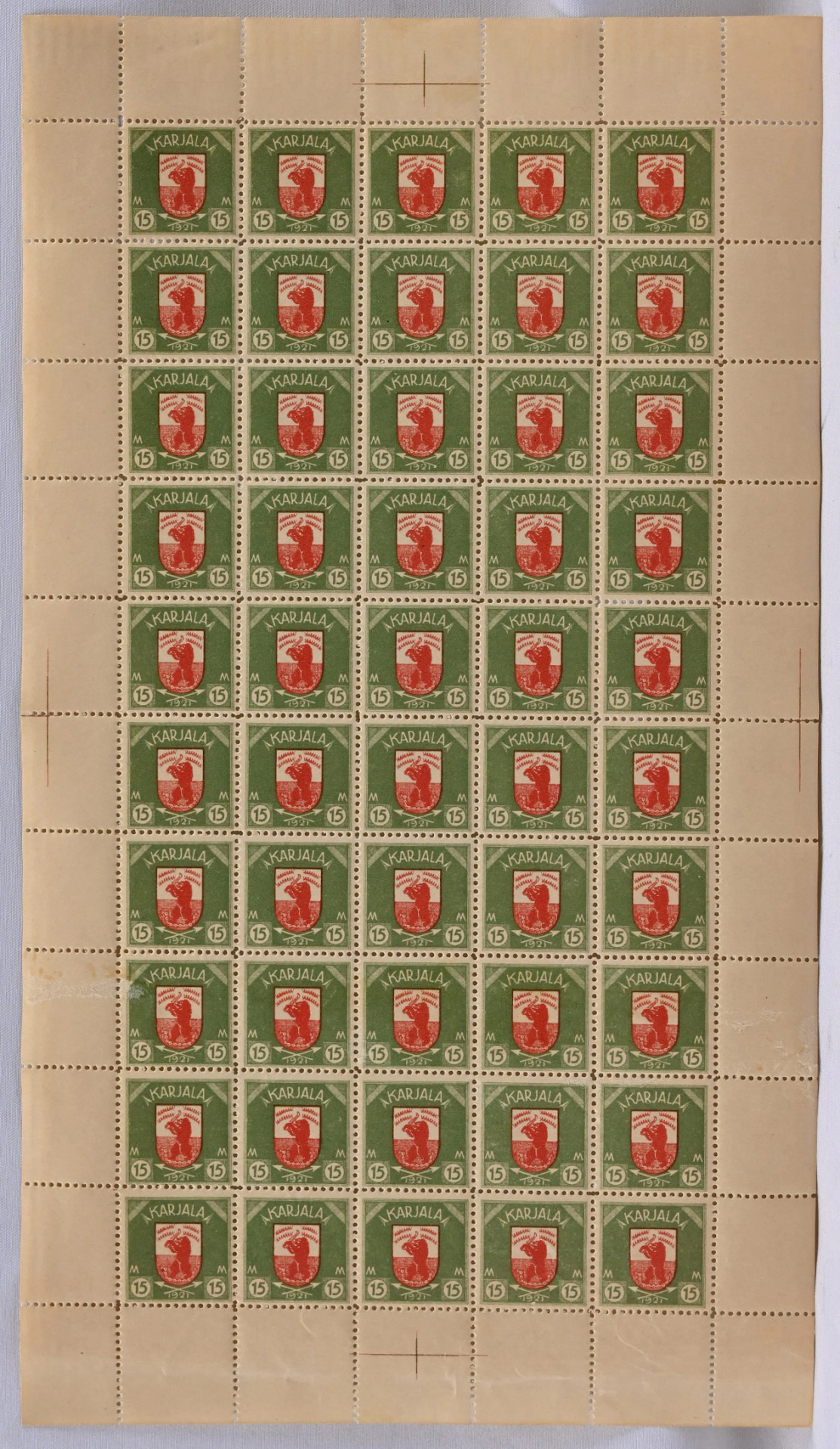 15 markka fine COMPLETE SHEET of 50 stamps, very fine mint **