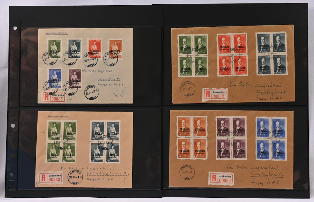 Over 40 pieces of East Karelia postal items. Mainly philatelic mail