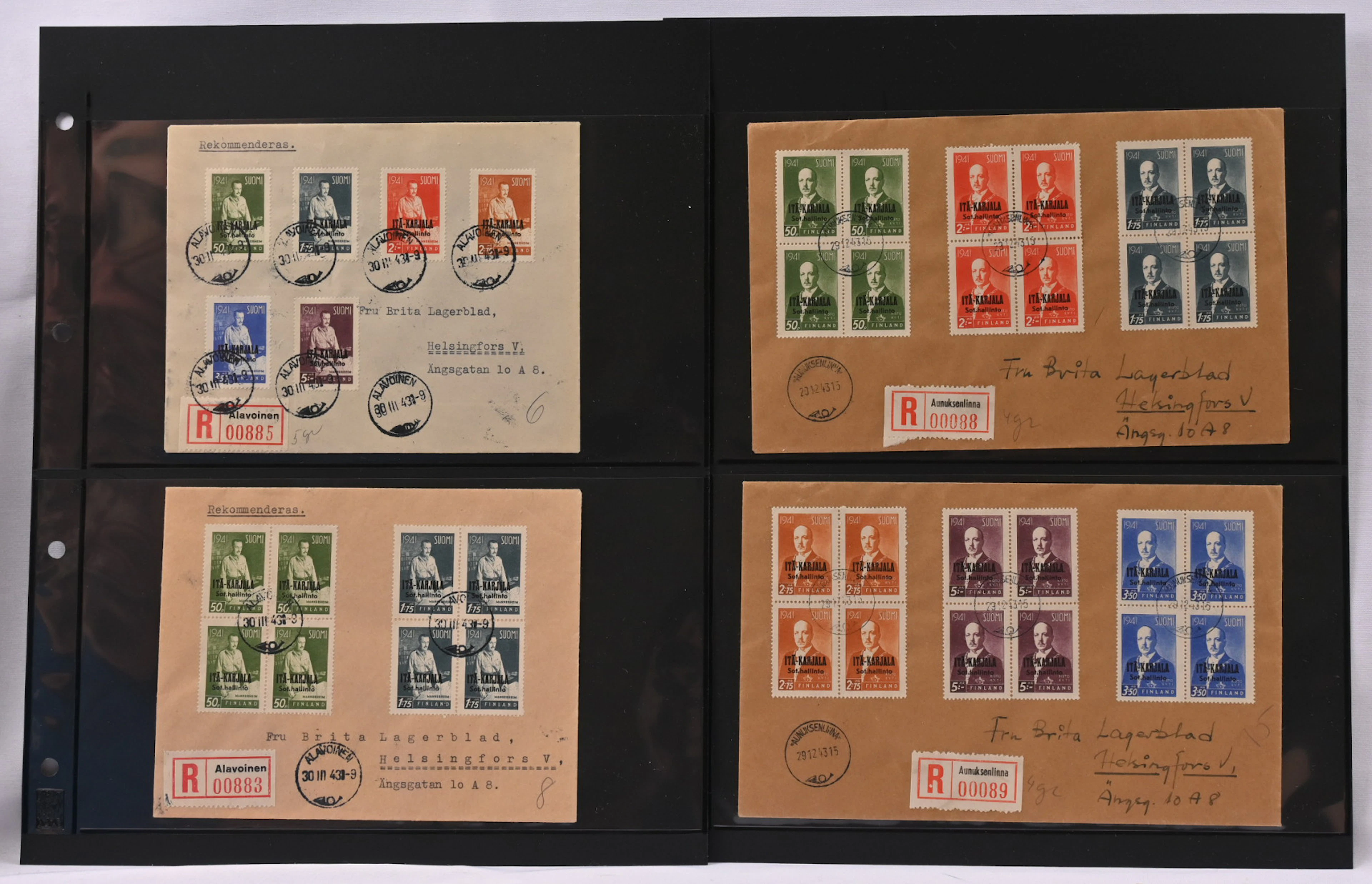 Over 40 pieces of East Karelia postal items. Mainly philatelic mail