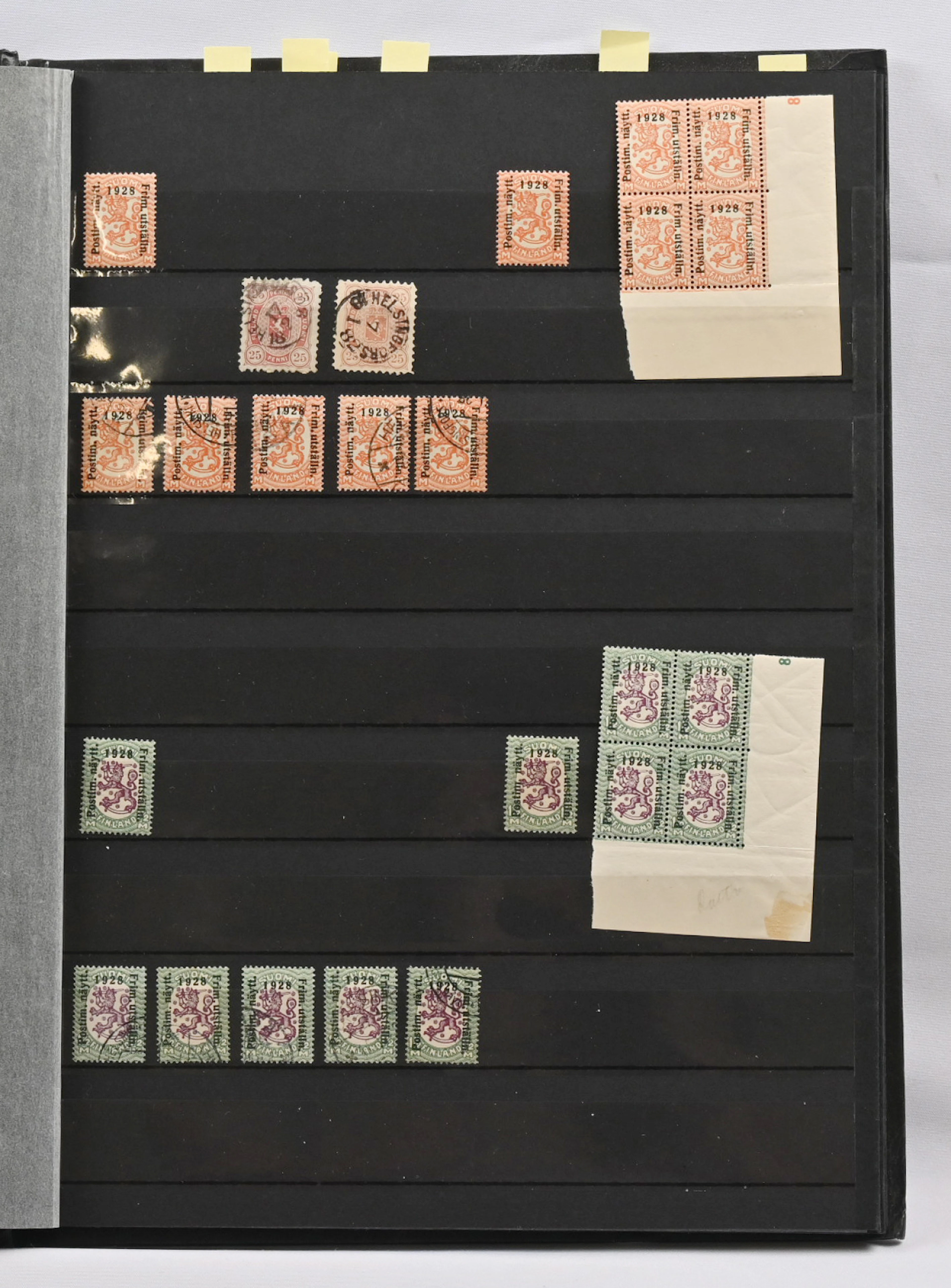 Excellent old stock in a stockbook of exhibition stamps and side areas