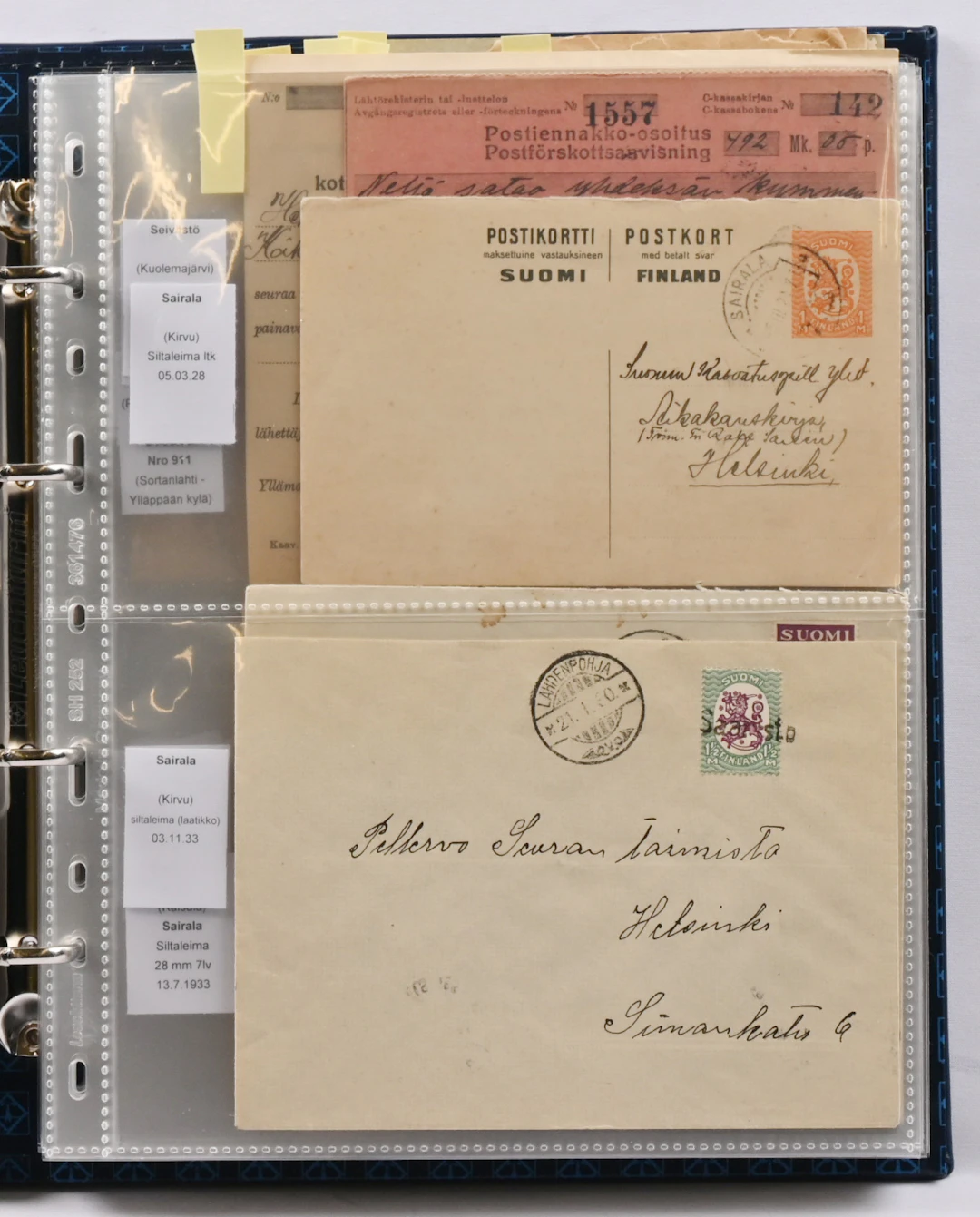 Collection material postmarks: S - V on pages in an album nearly 80